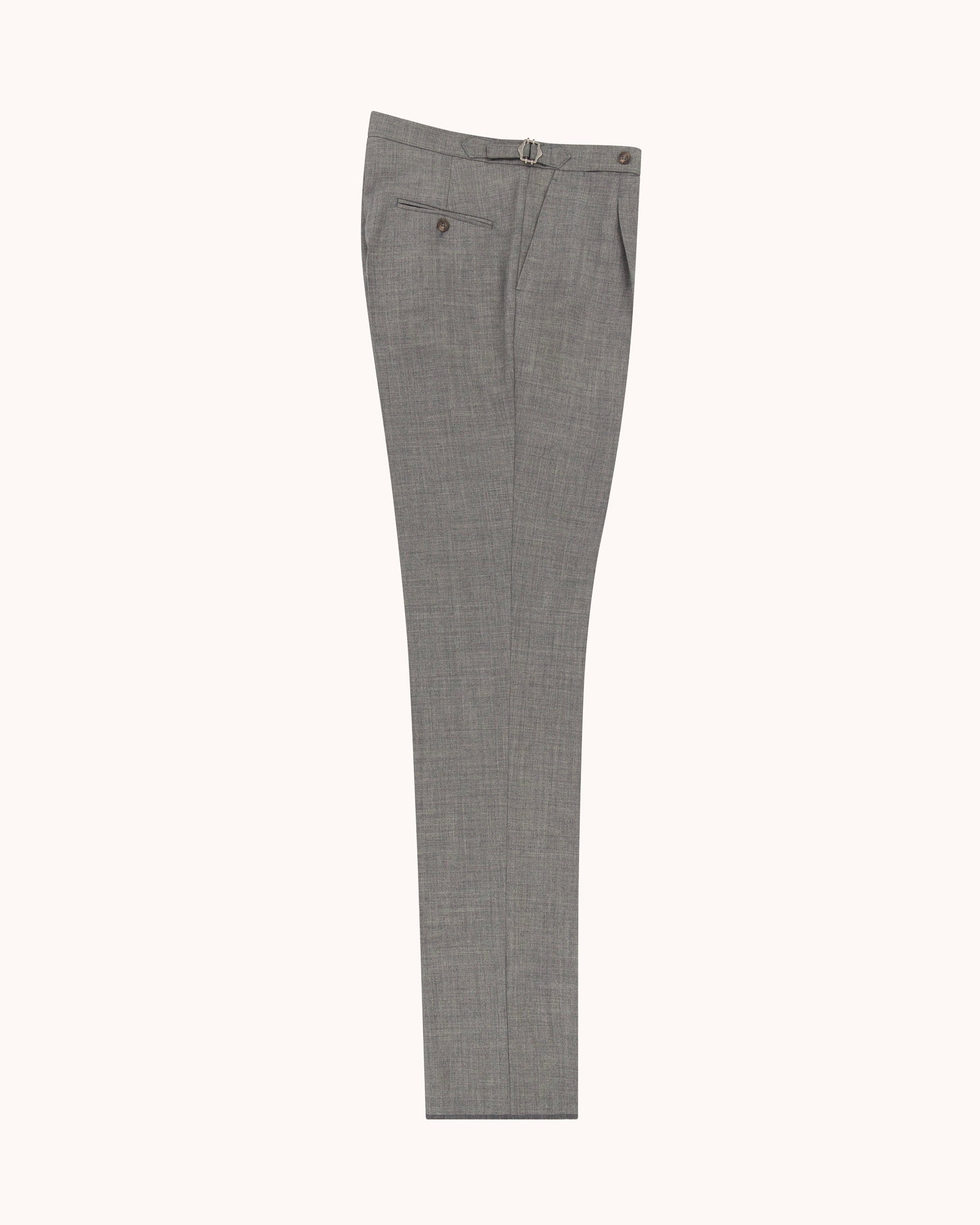 Single Pleat Trouser - Pearl Grey Tropical Wool