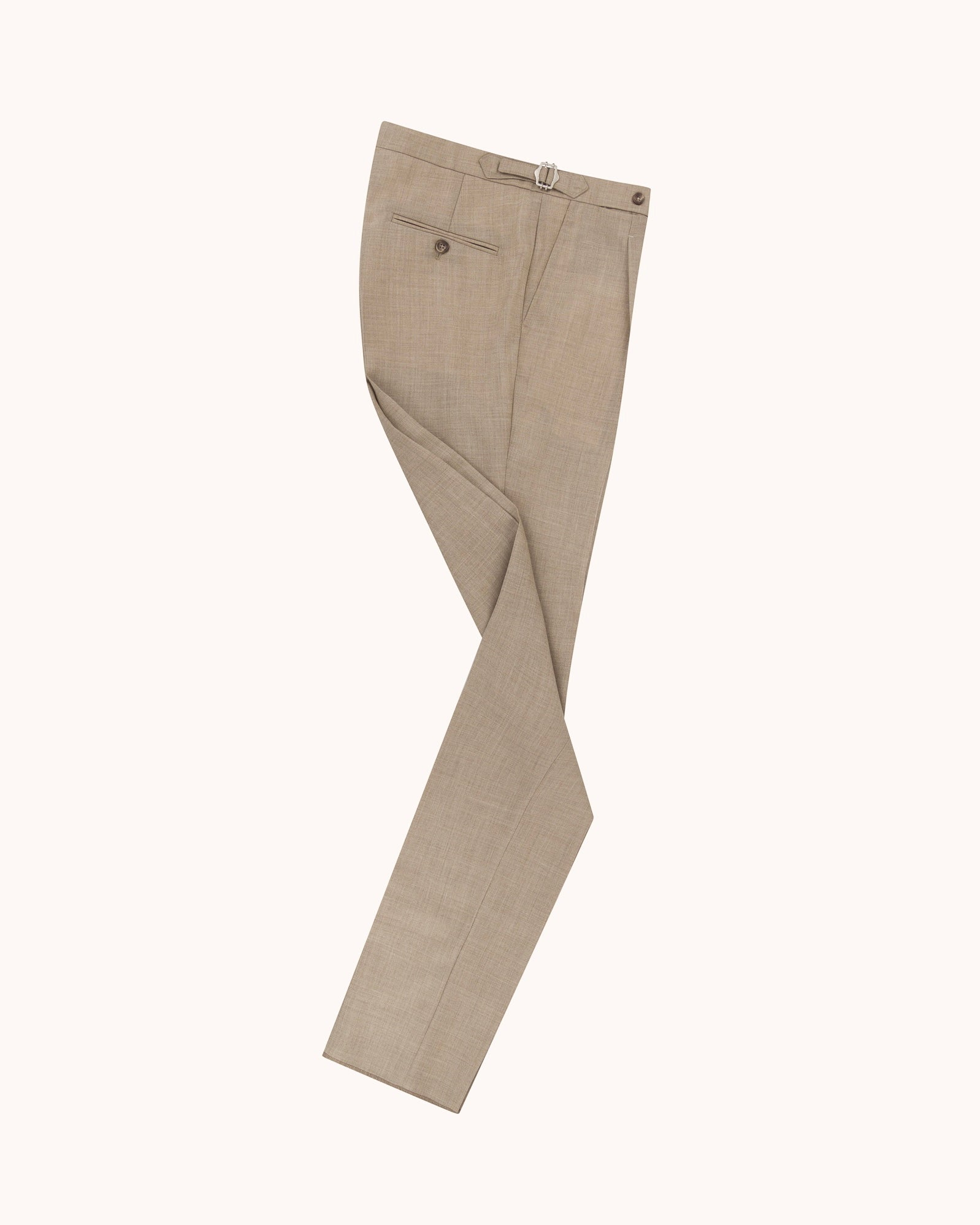 Single Pleat Trouser - Taupe Tropical Wool