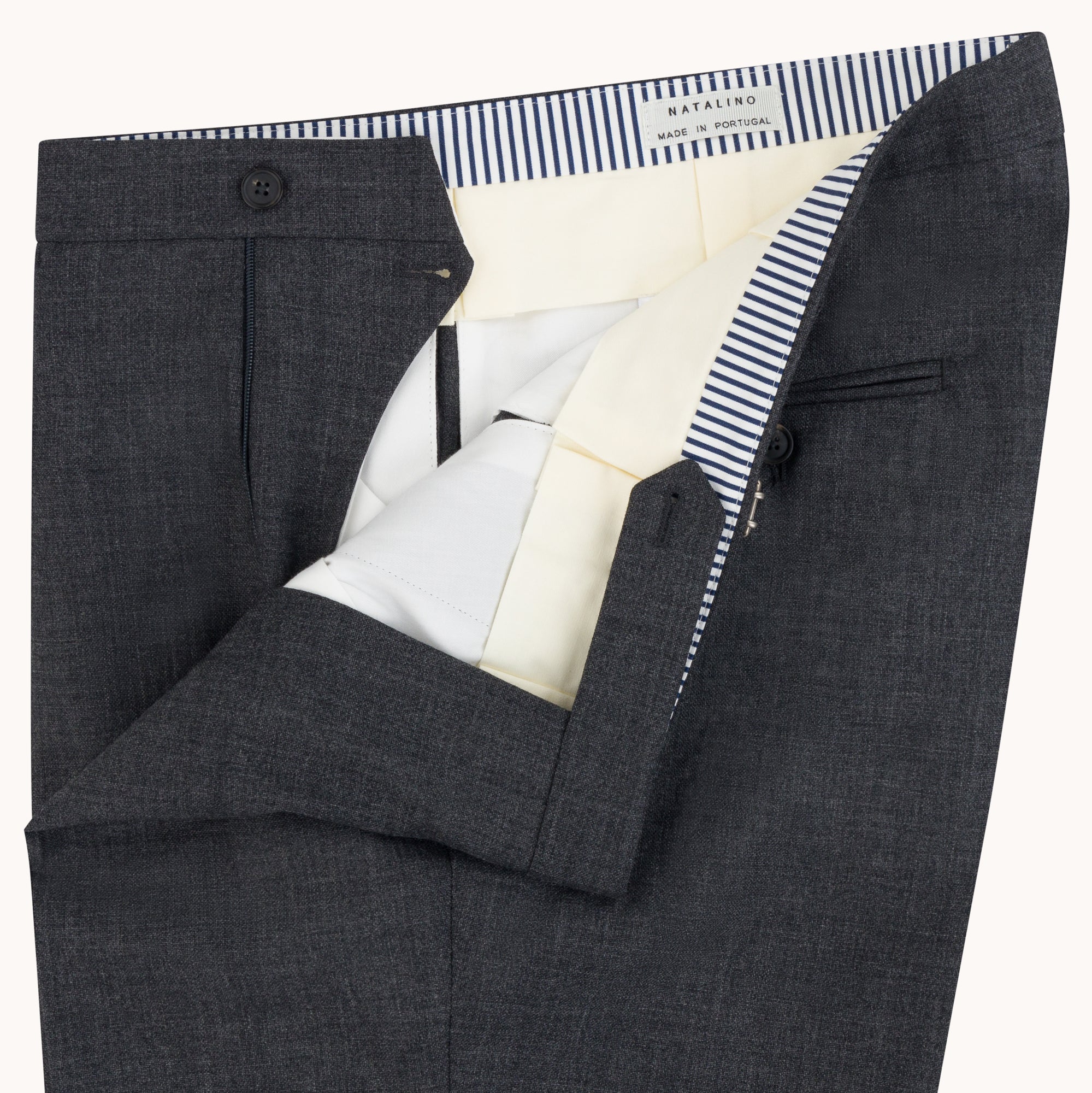 Single Pleat Trouser - Charcoal Tropical Wool