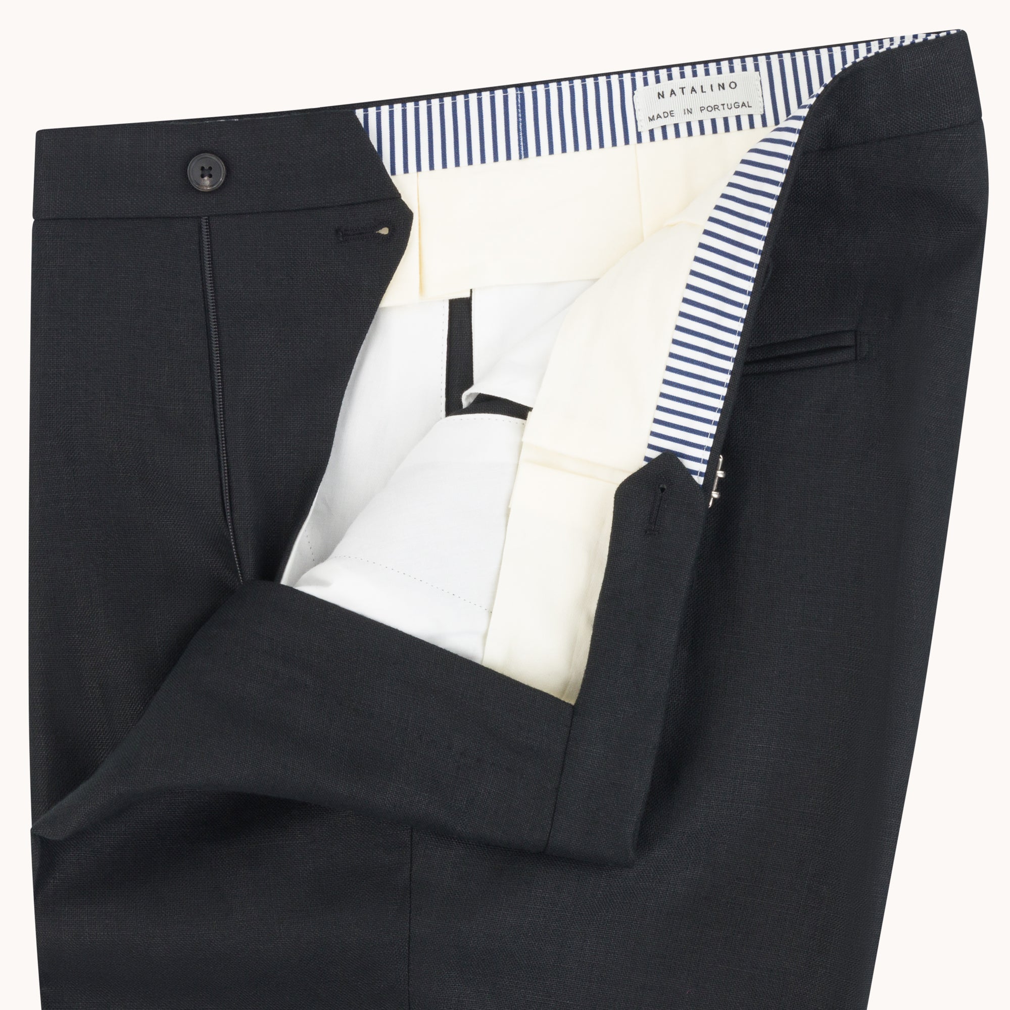 Single Pleat Trouser - Black Linen