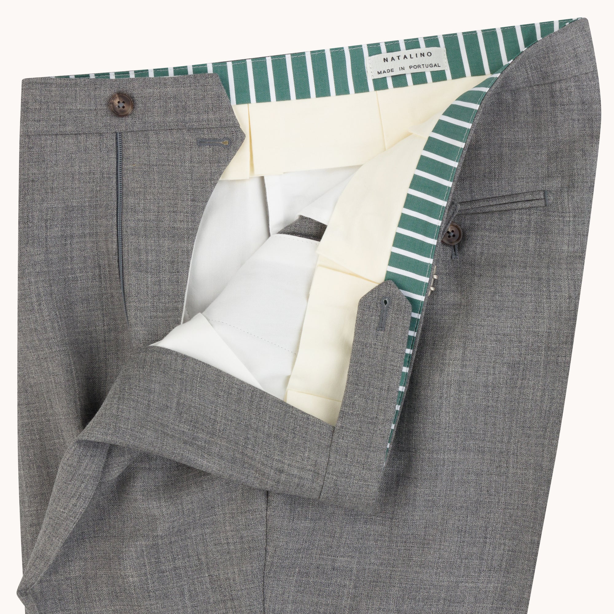 Single Pleat Trouser - Pearl Grey Tropical Wool