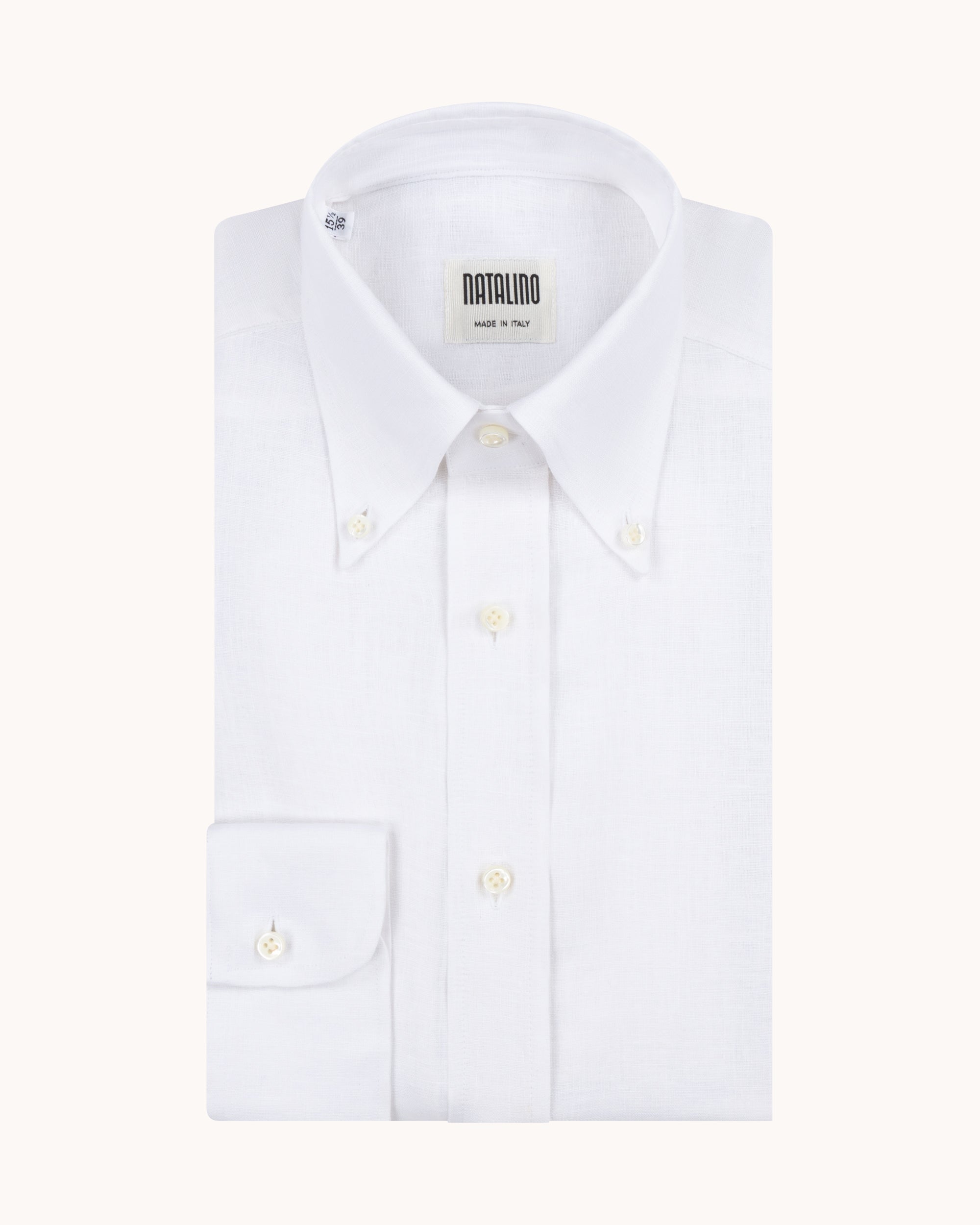 Button Down Collar Shirt - White Linen