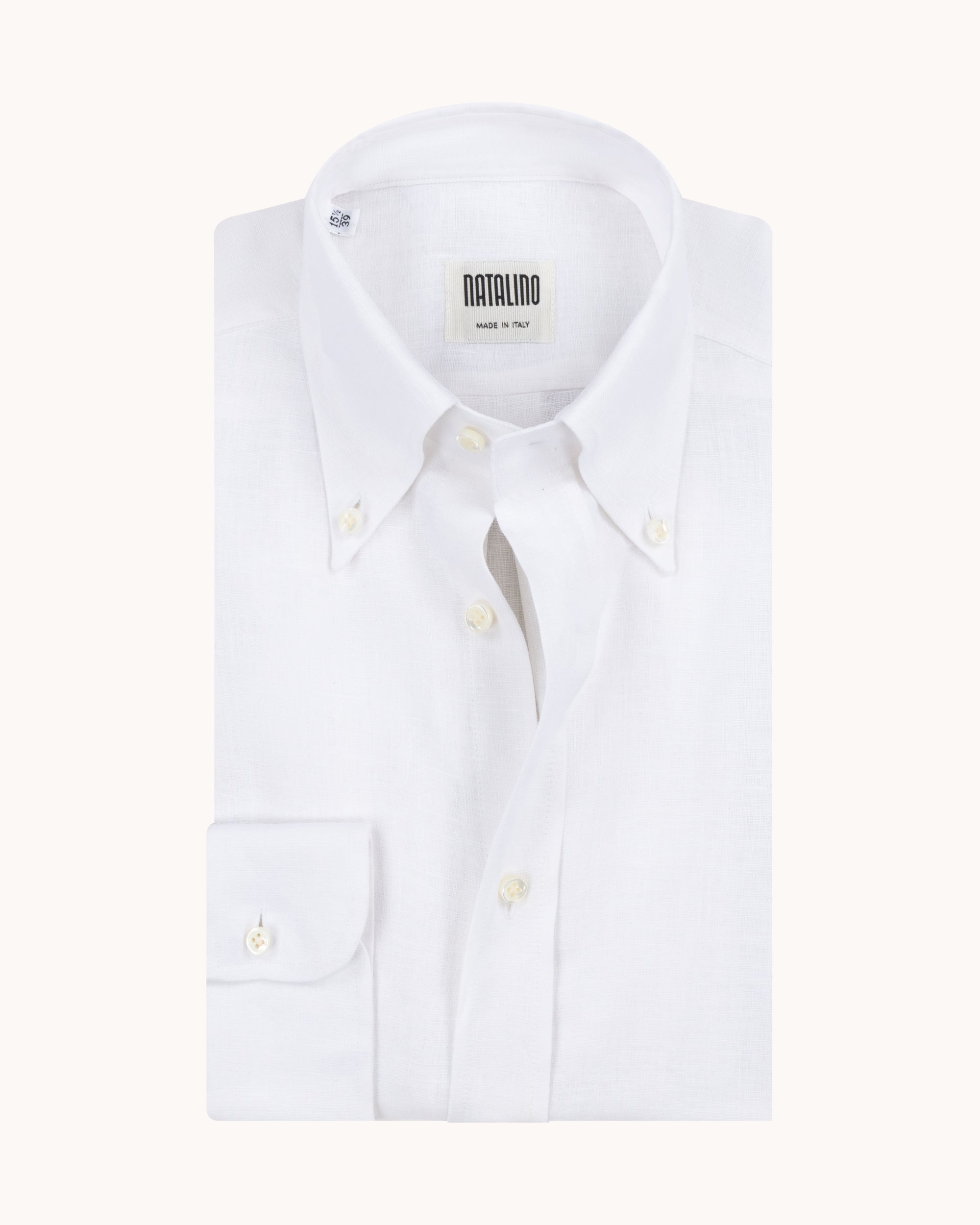 Button Down Collar Shirt - White Linen