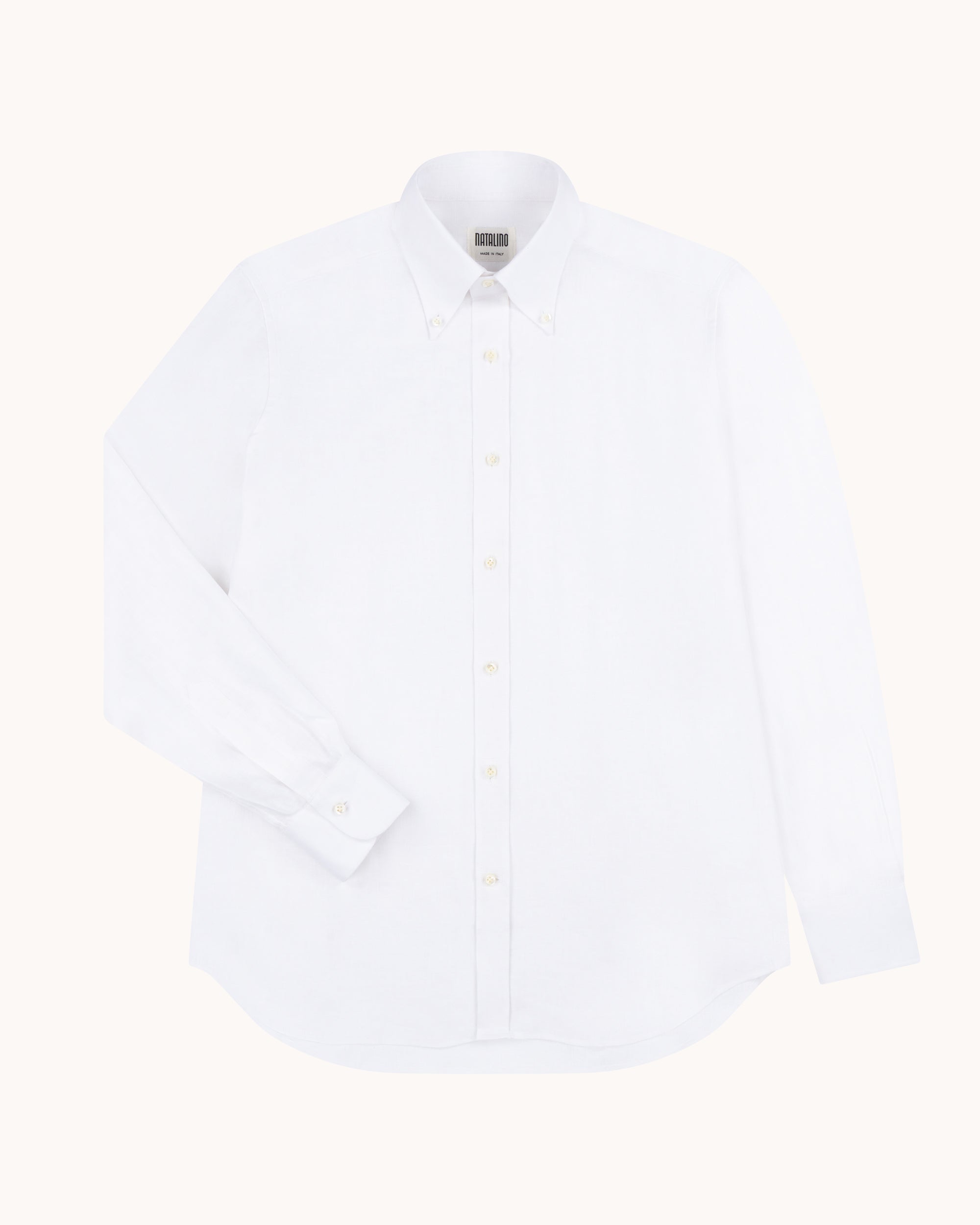 Button Down Collar Shirt - White Linen