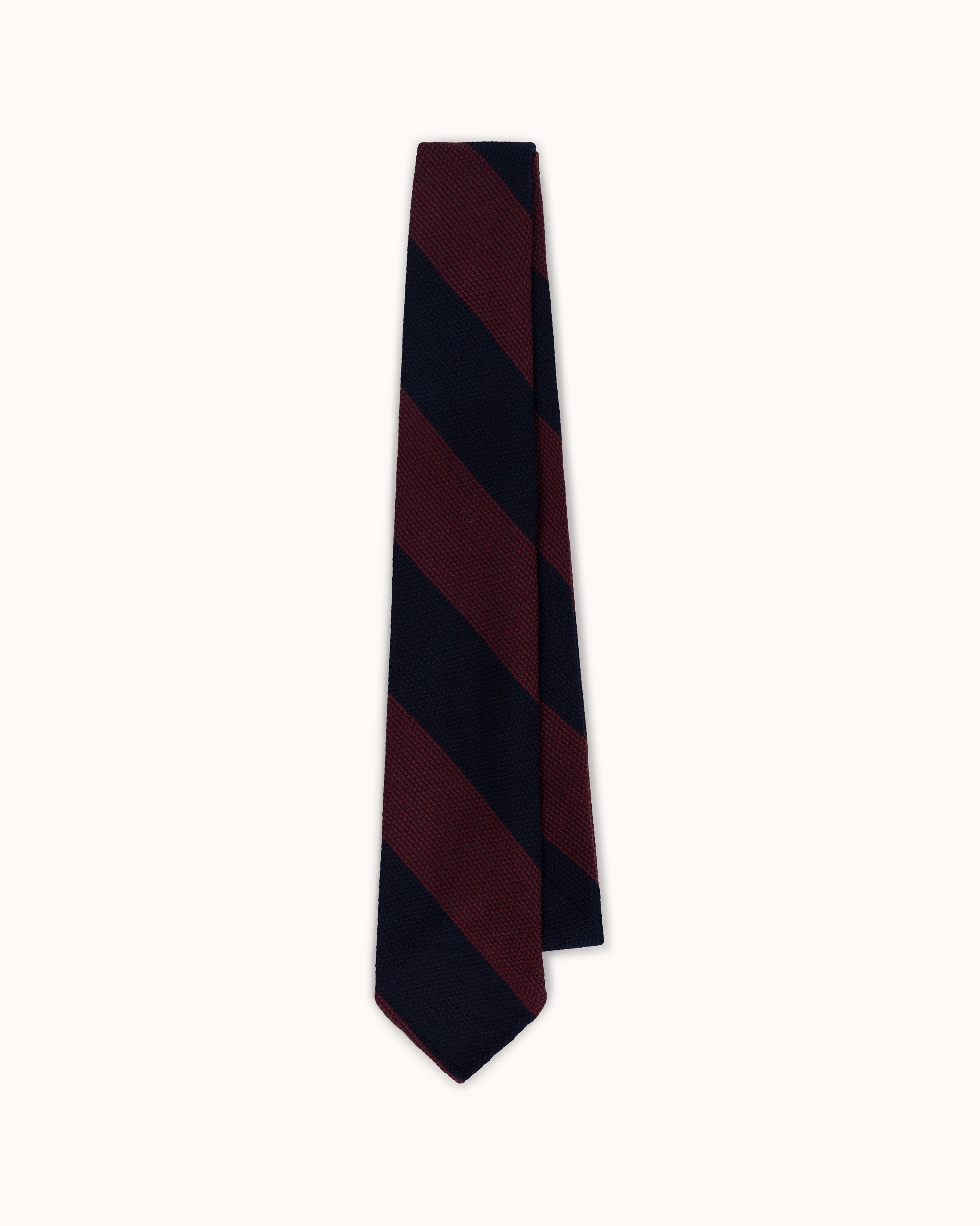 Shibumi Firenze - Block Stripe Wool/Silk Grenadine Tie - Navy / Burgundy