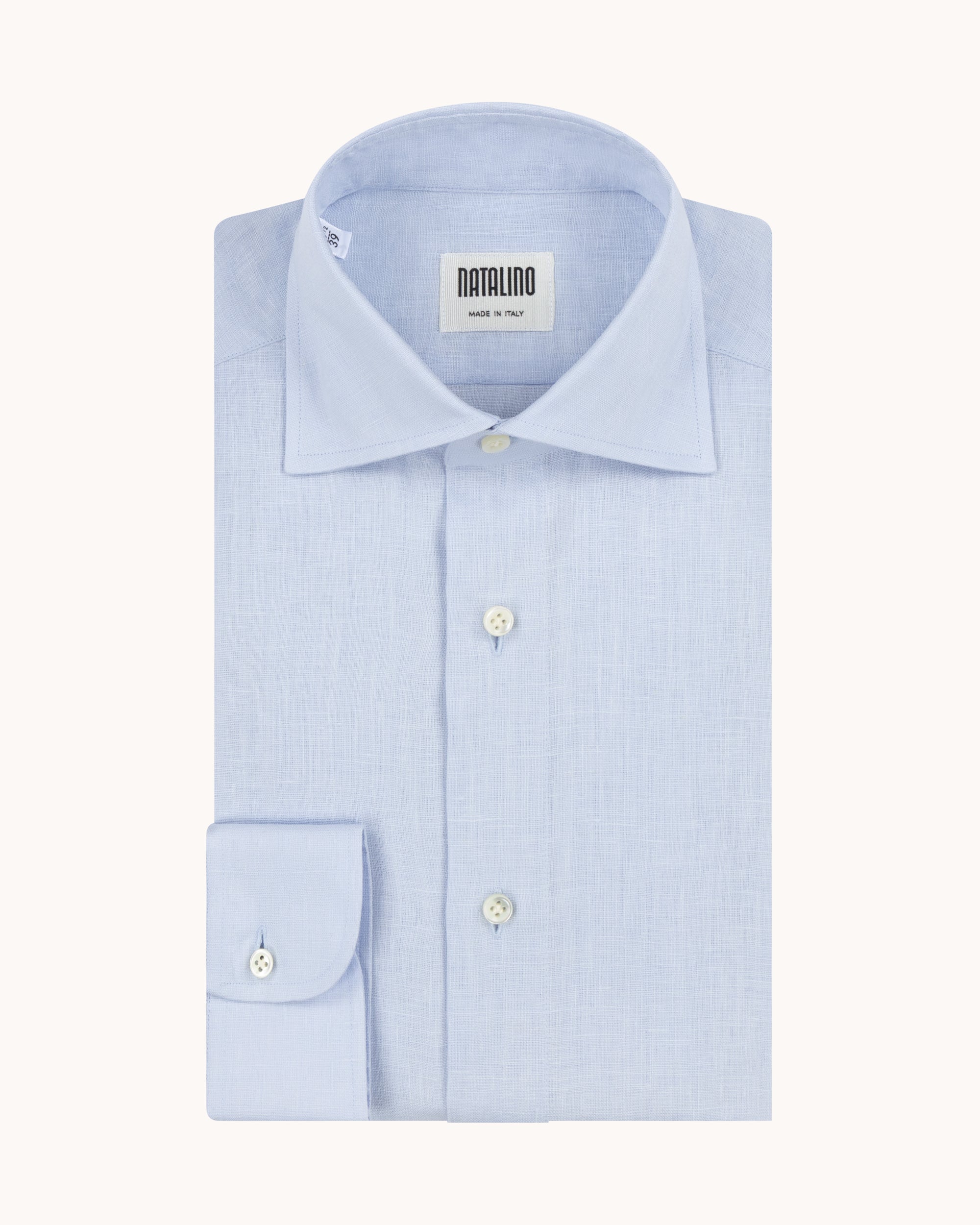 Spread Collar Shirt - Light Blue Linen