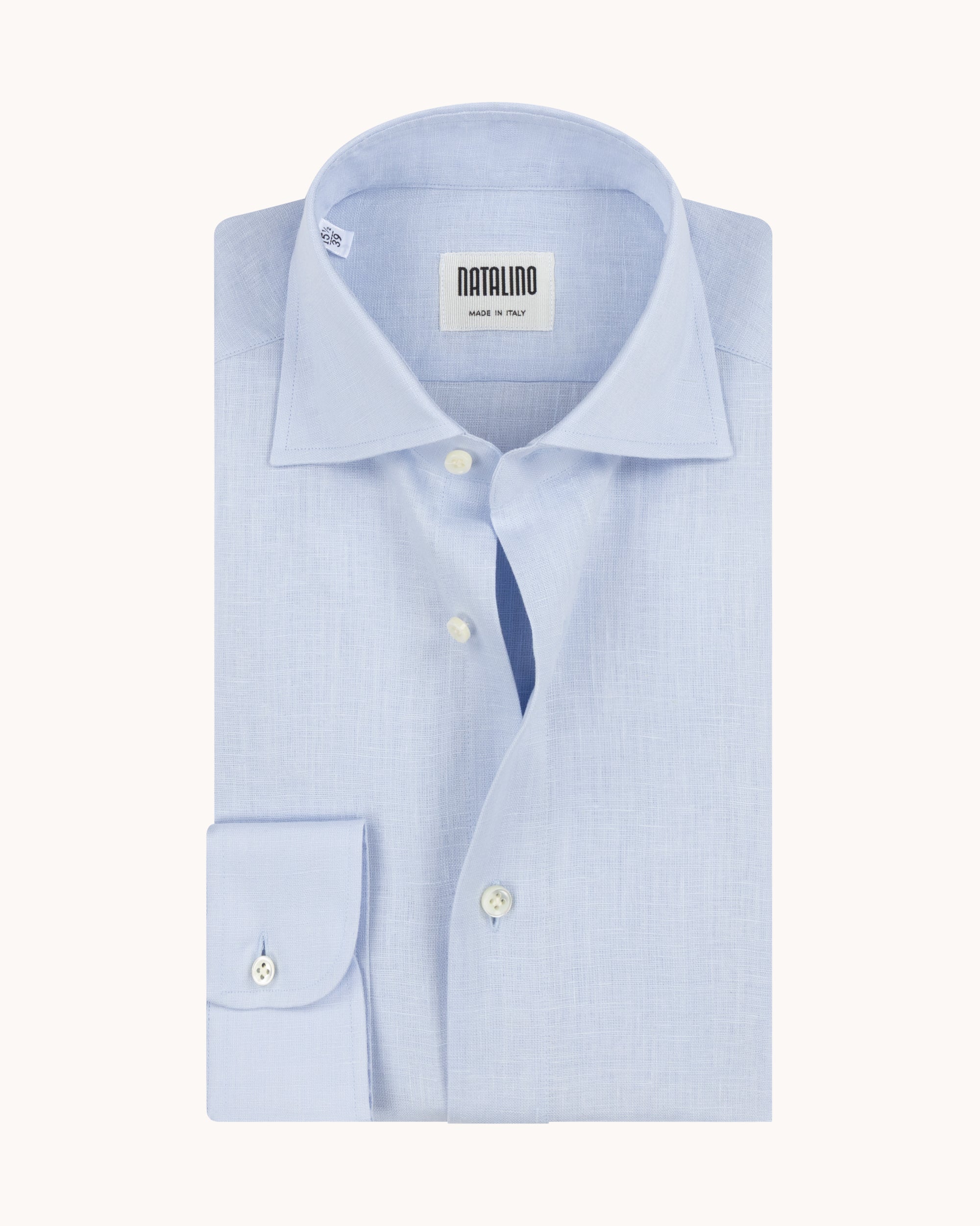 Spread Collar Shirt - Light Blue Linen