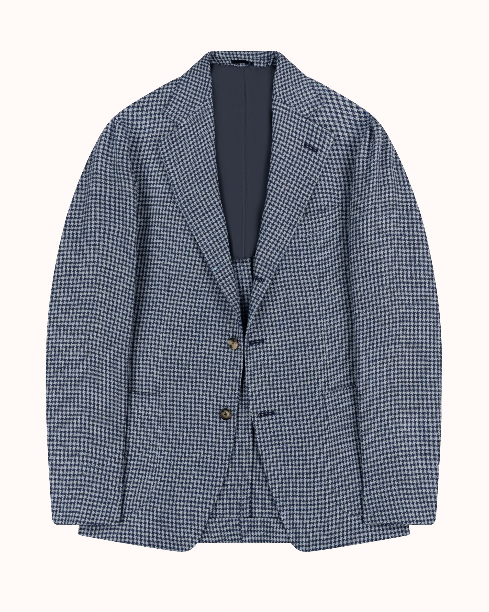 Sport Jacket - Blue Houndstooth Linen Cotton
