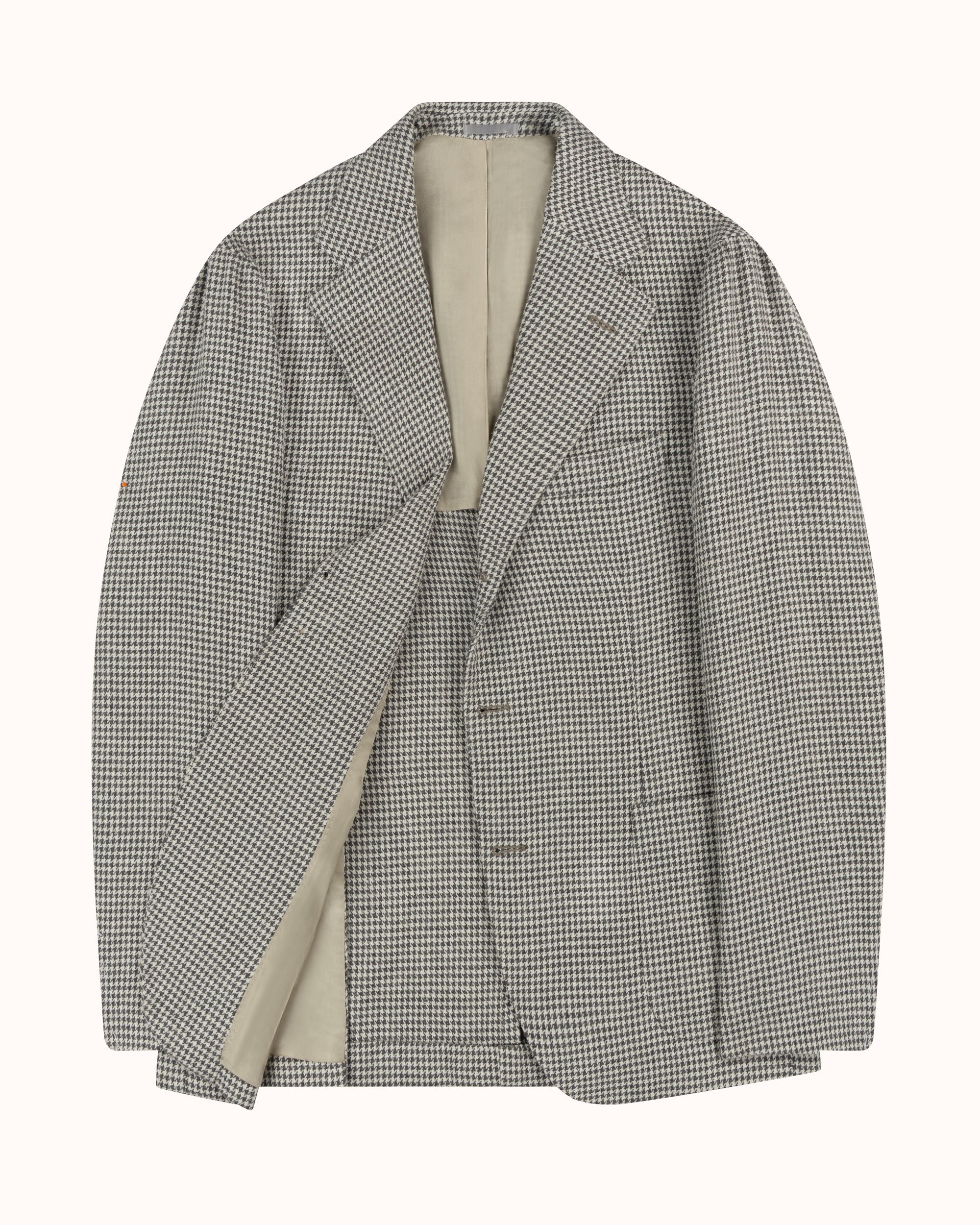 Sport Jacket - Grey Houndstooth Wool Silk Linen