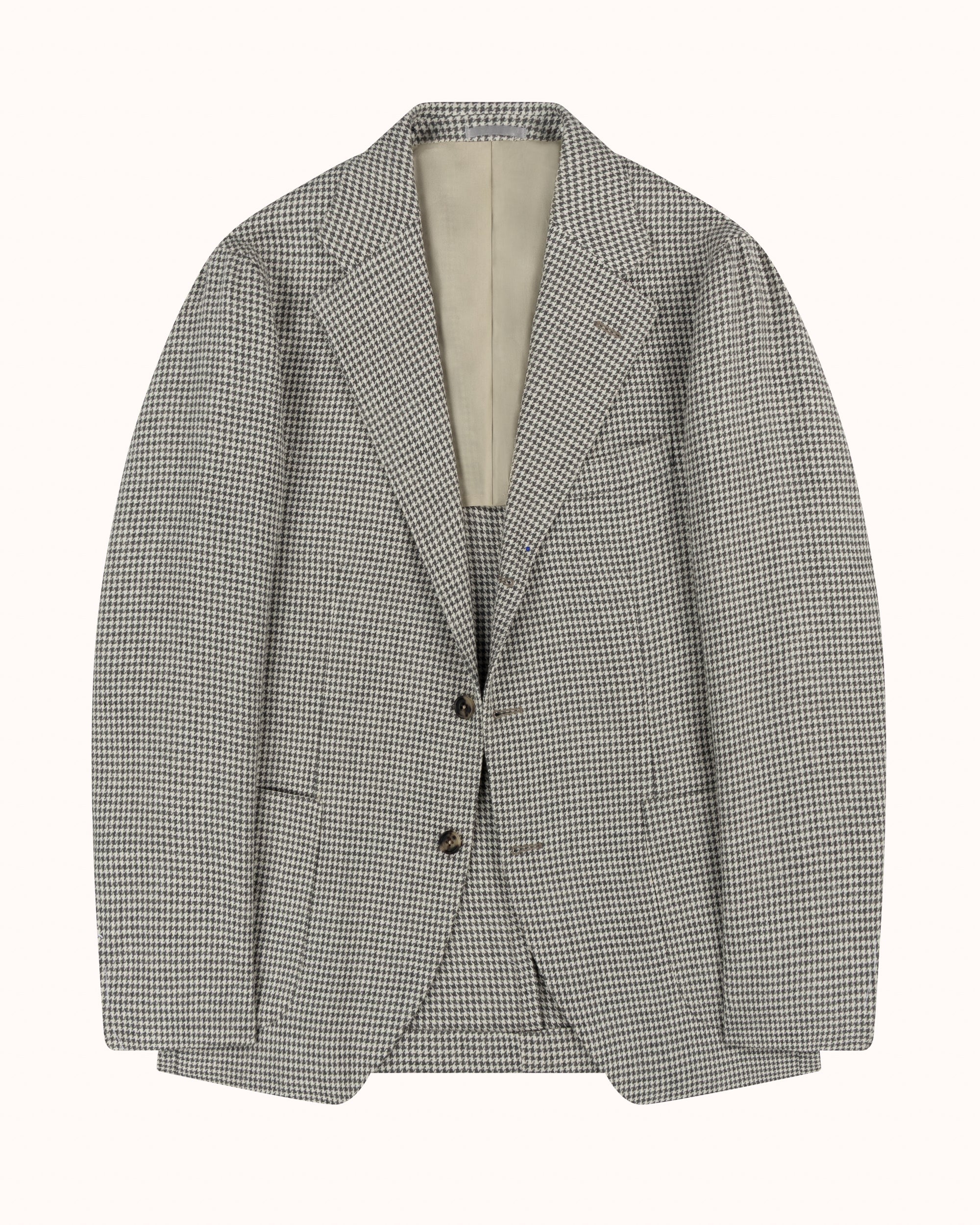 Sport Jacket - Grey Houndstooth Wool Silk Linen