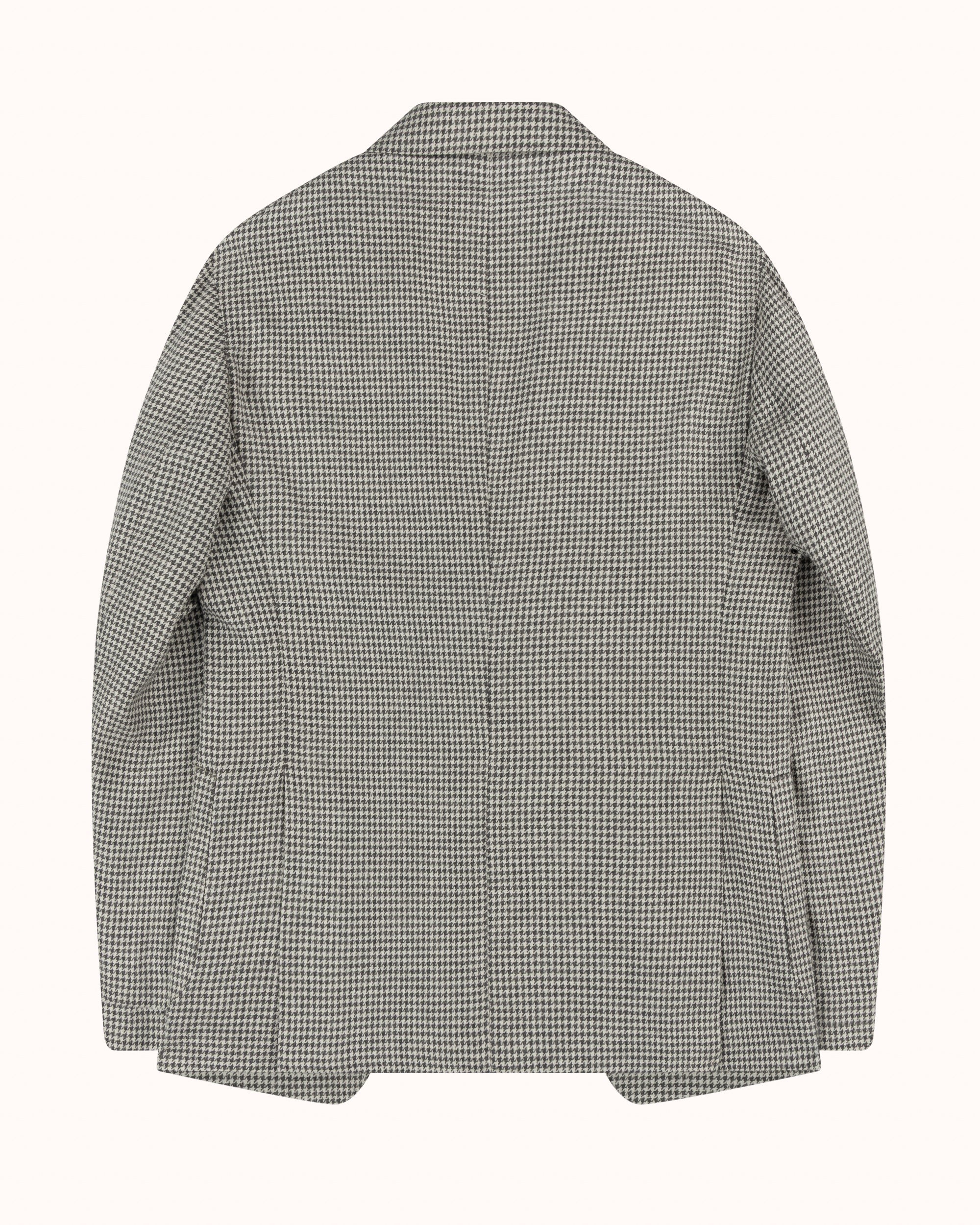 Sport Jacket - Grey Houndstooth Wool Silk Linen