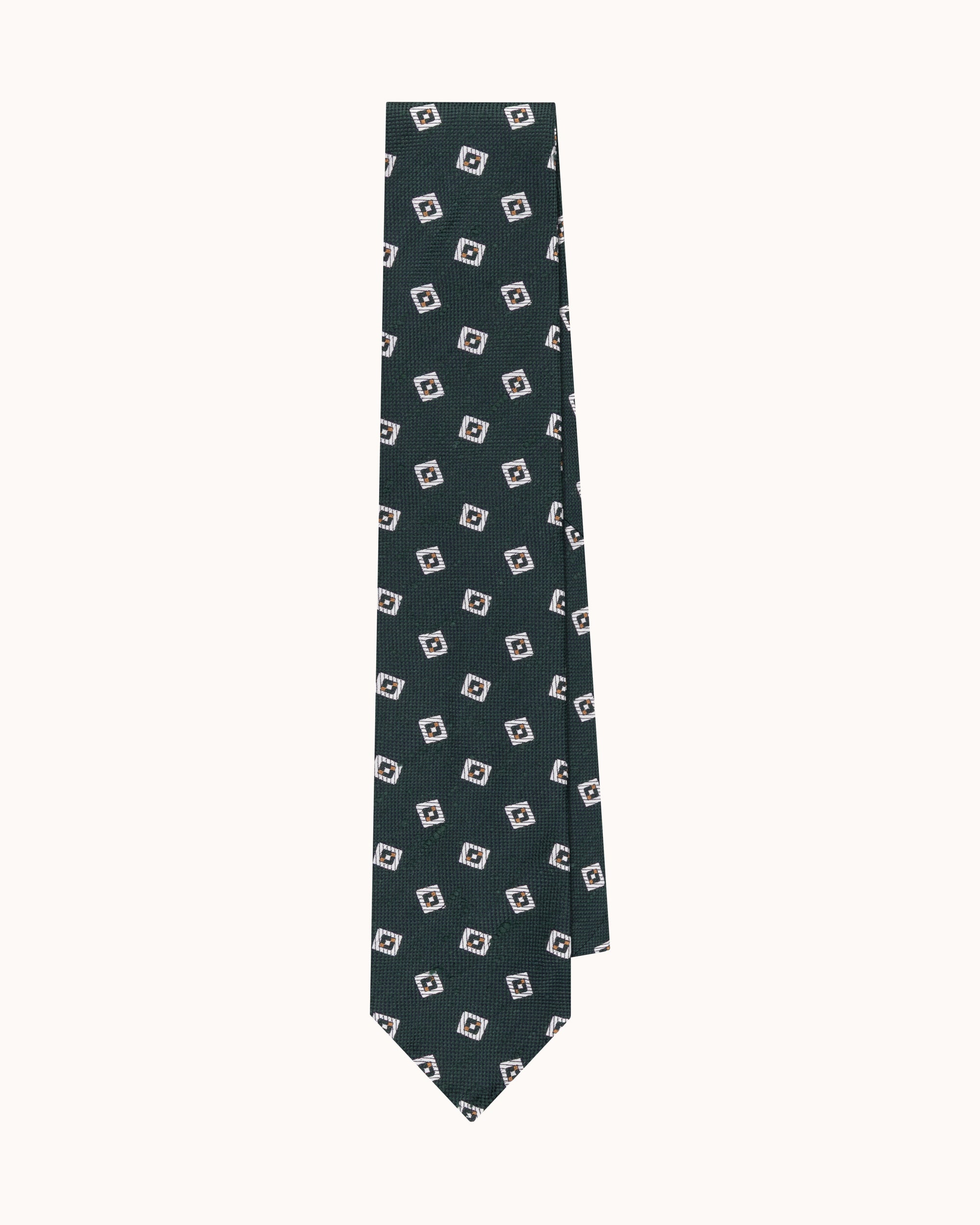 Shibumi Firenze - Geometrical Soft Shantung Silk Tie - Forest