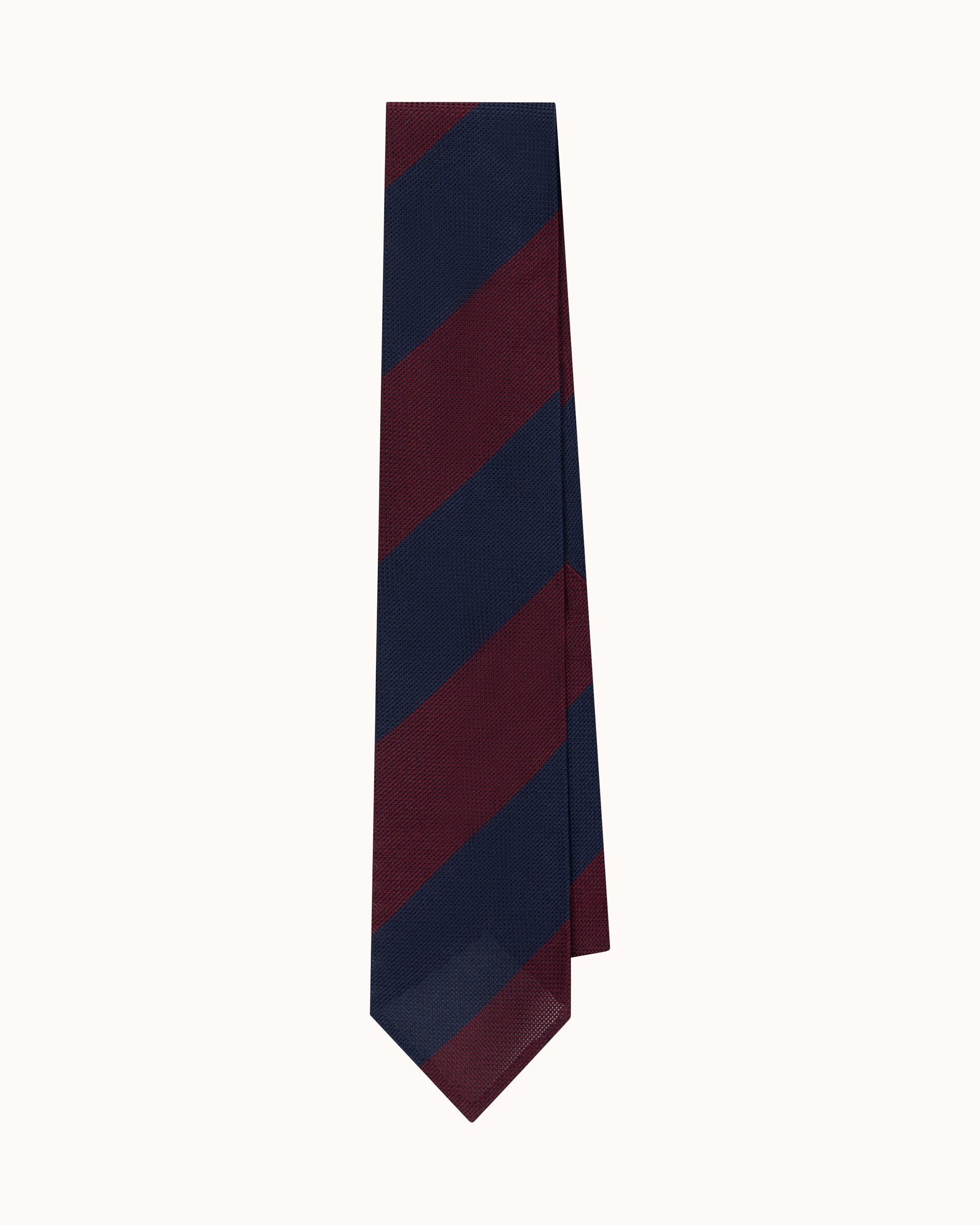 Shibumi Firenze - Block Stripe Wool/Silk Grenadine Tie - Navy / Burgundy