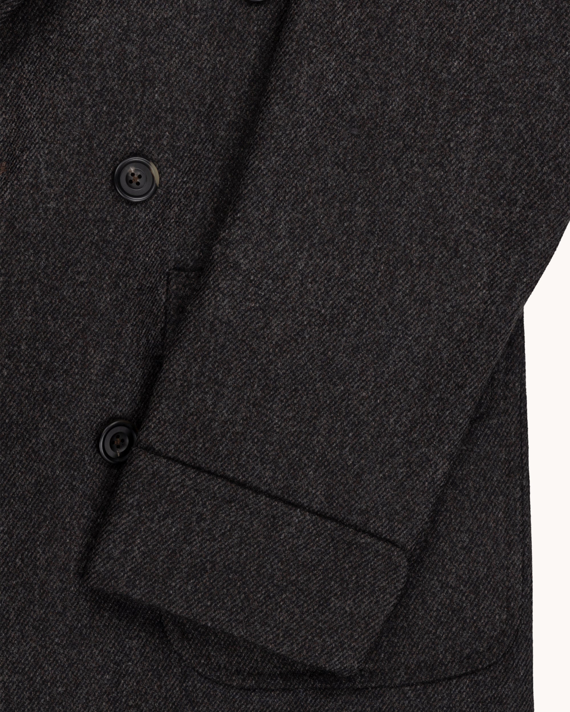 Double Breasted Overcoat - Brown Twill Wool Cashmere