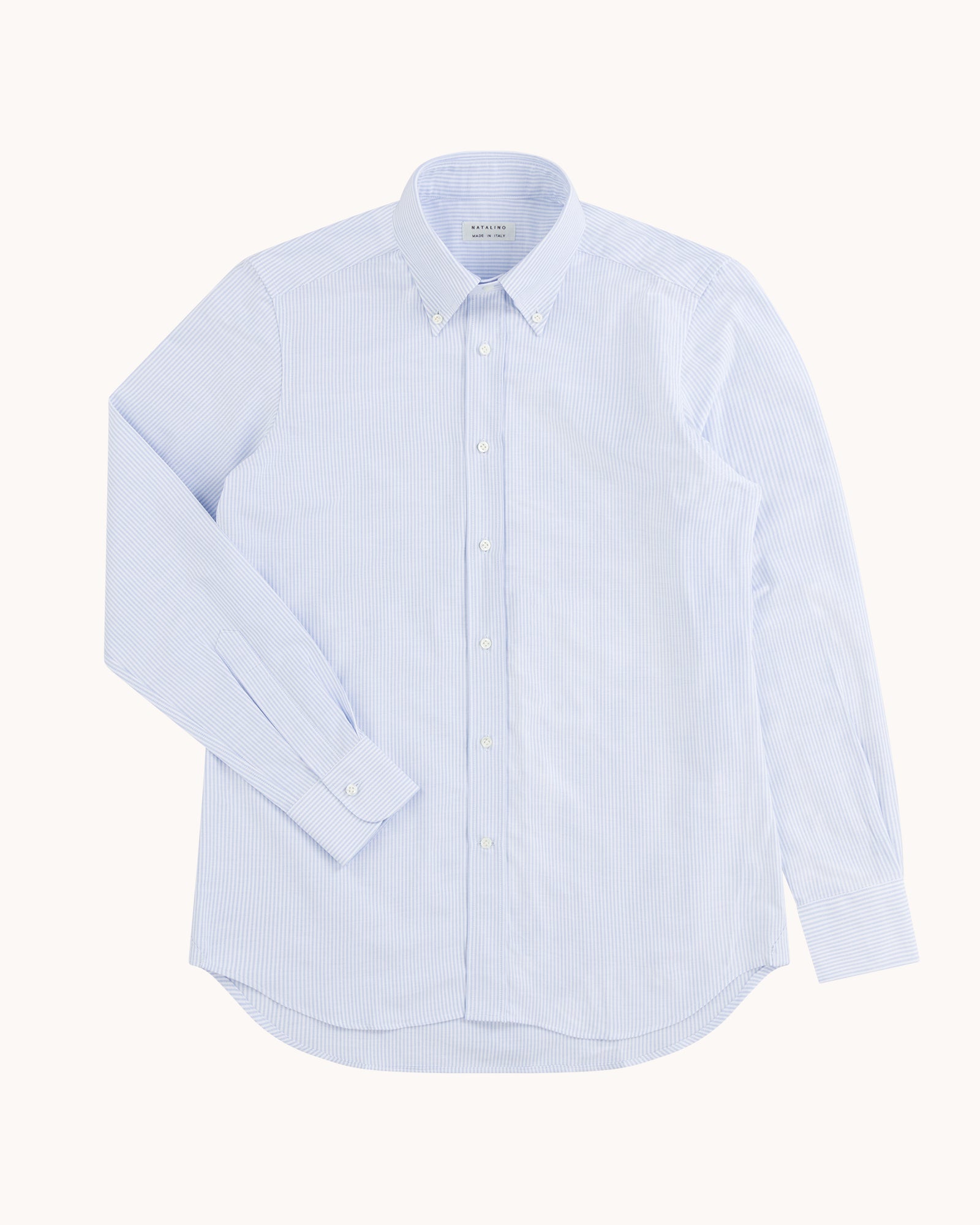 Button Down Collar Shirt - Blue Stripe Oxford Cotton