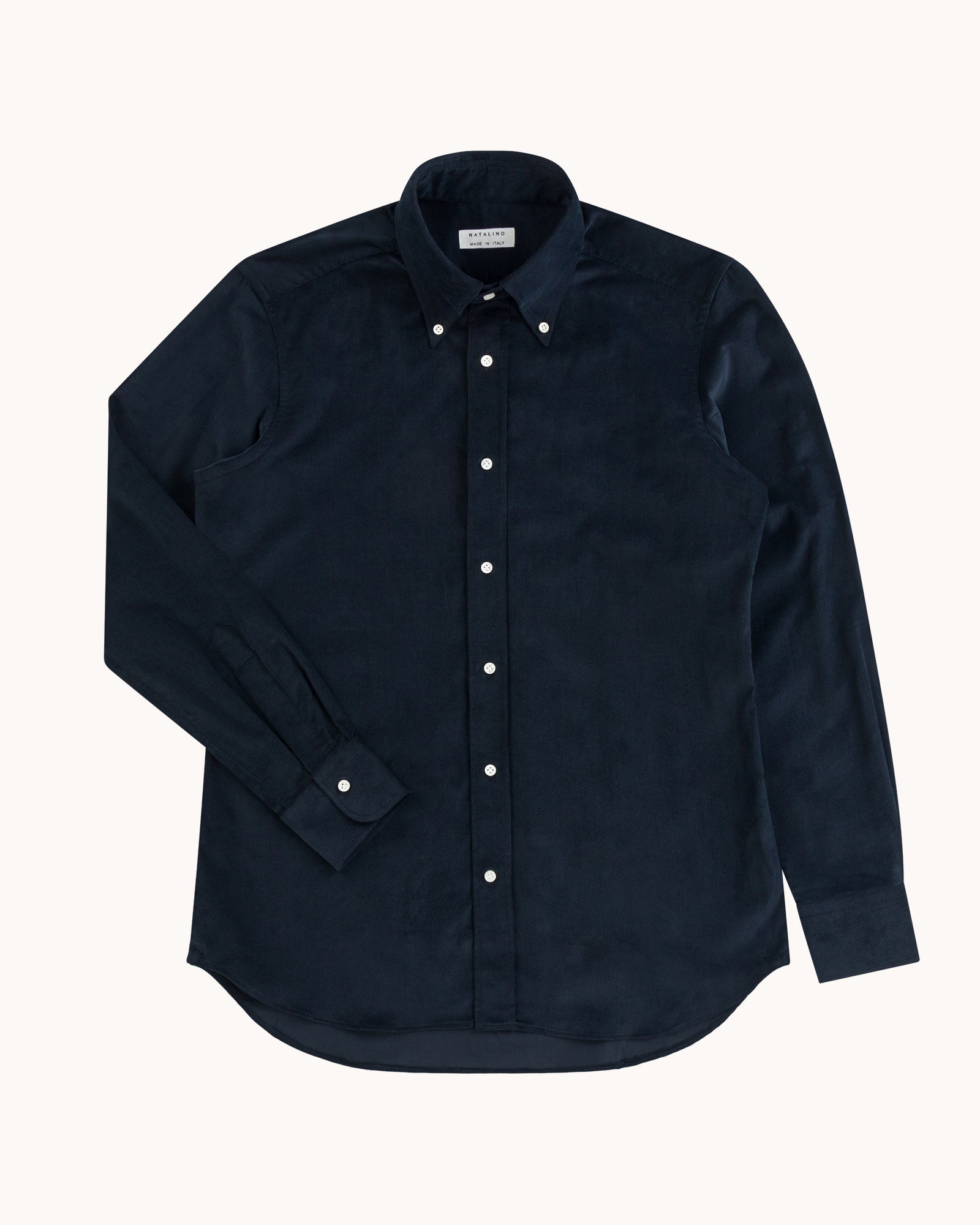 Button Down Collar Shirt - Dark Navy Cotton Corduroy