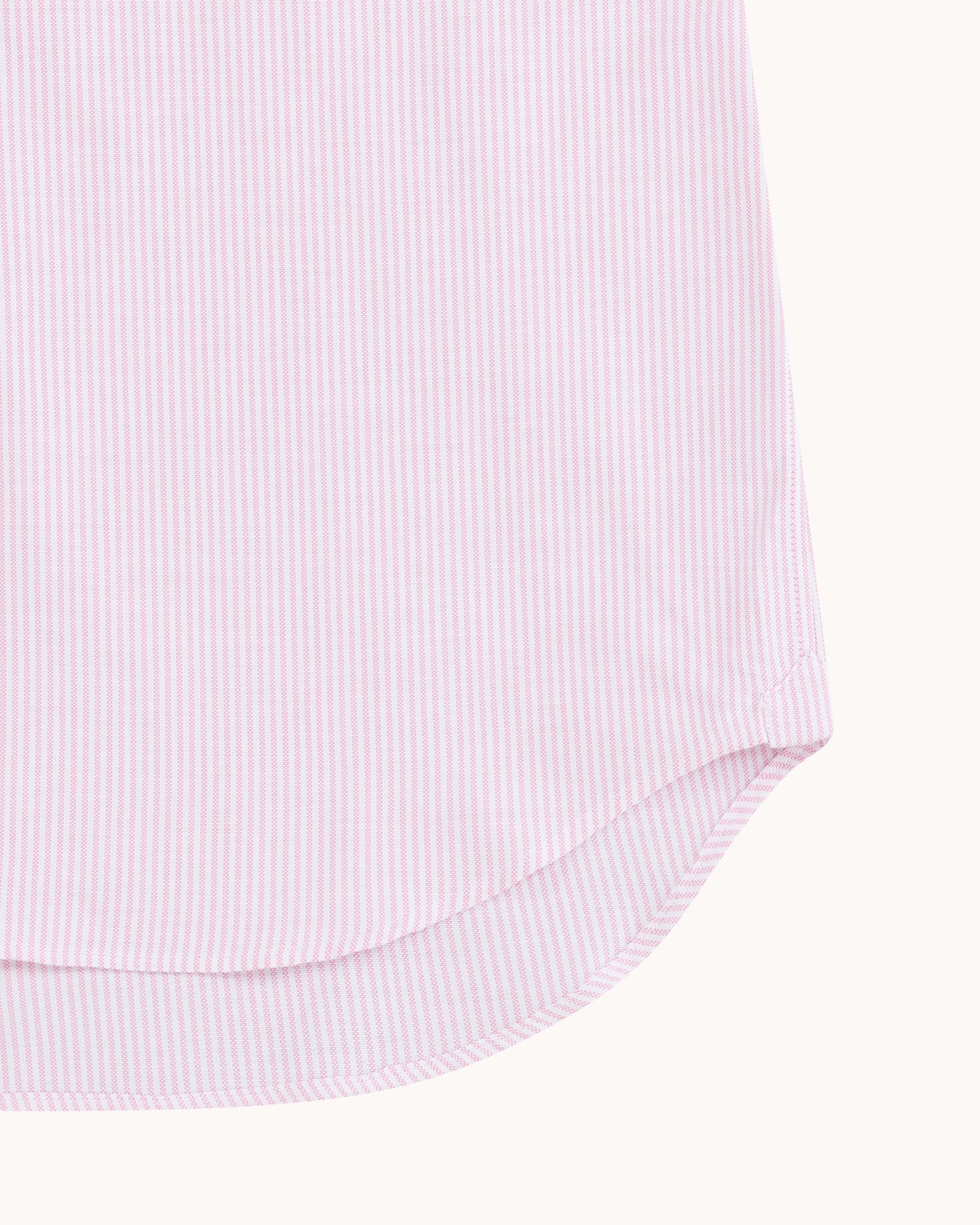 Button Down Collar Shirt - Pink Stripe Oxford Cotton
