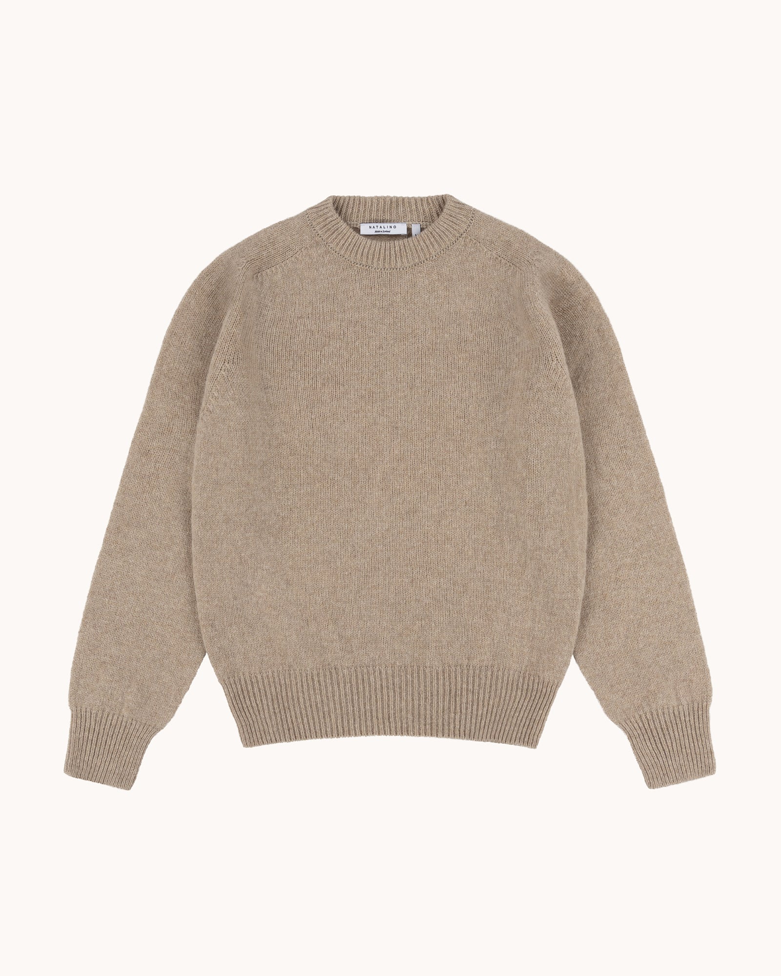 Shetland Wool Crew Neck Sweater - Taupe – Natalino