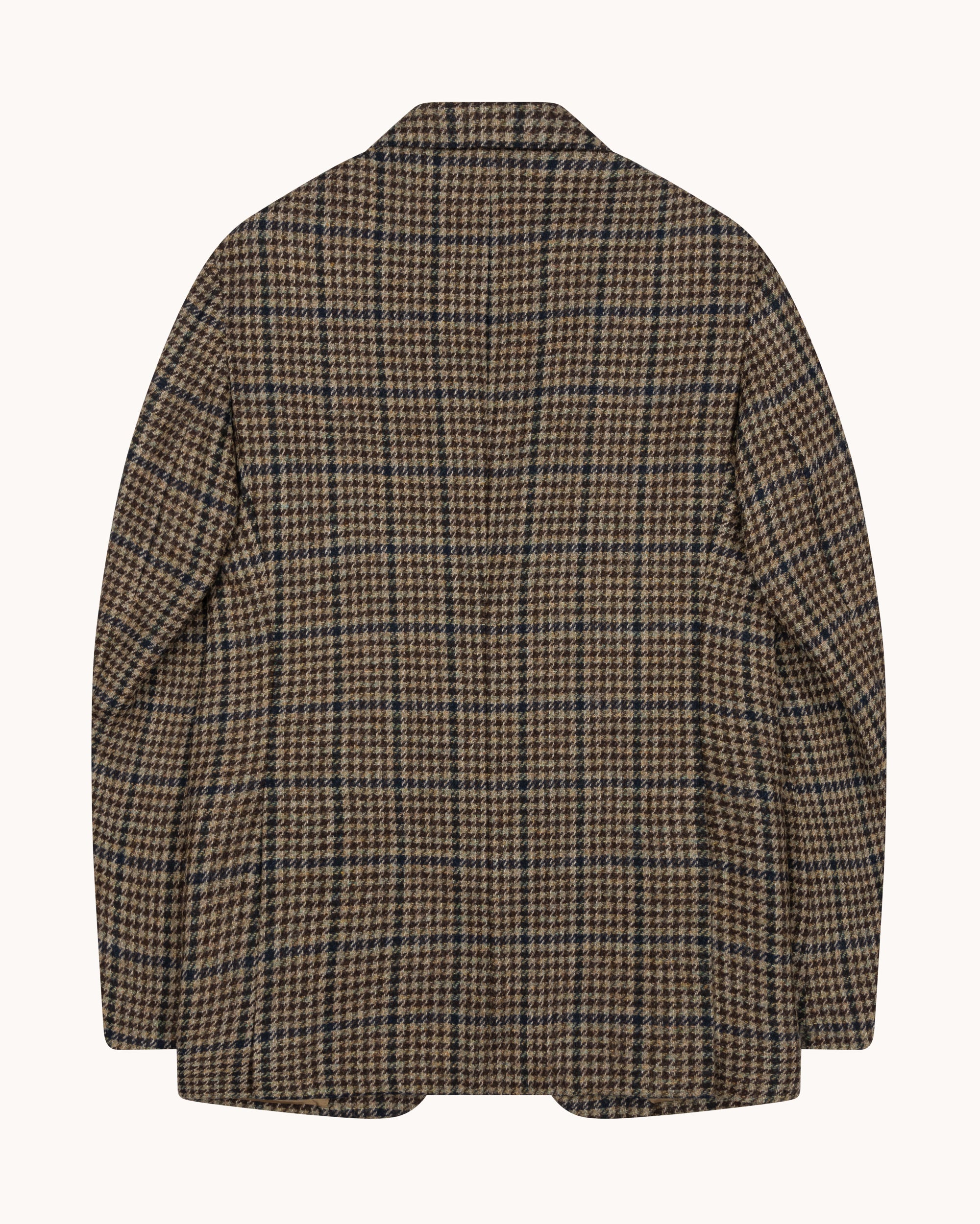 Sport Jacket - Brown Beige Navy Check Wool