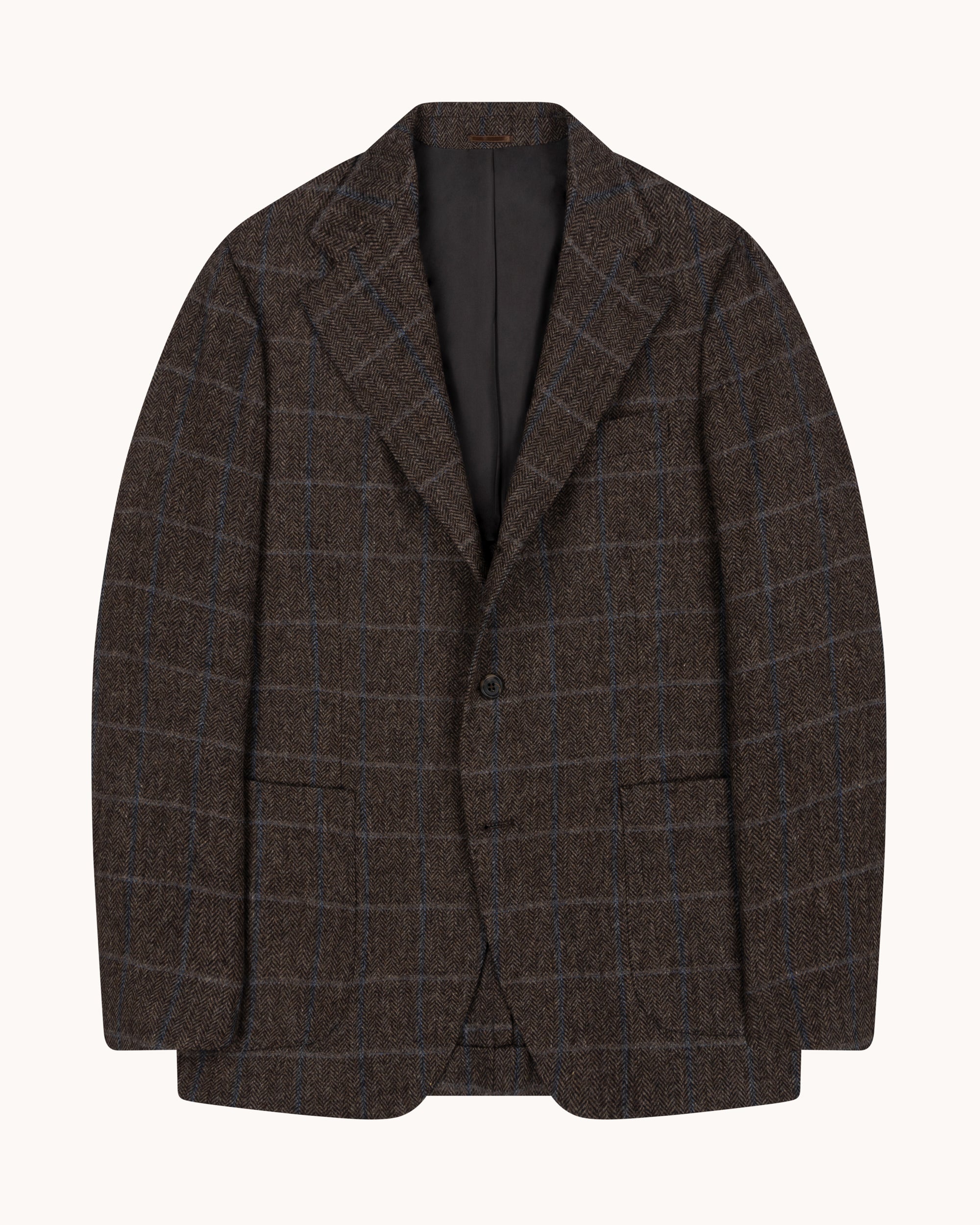 Sport Jacket - Brown Herringbone Overcheck Wool Cashmere