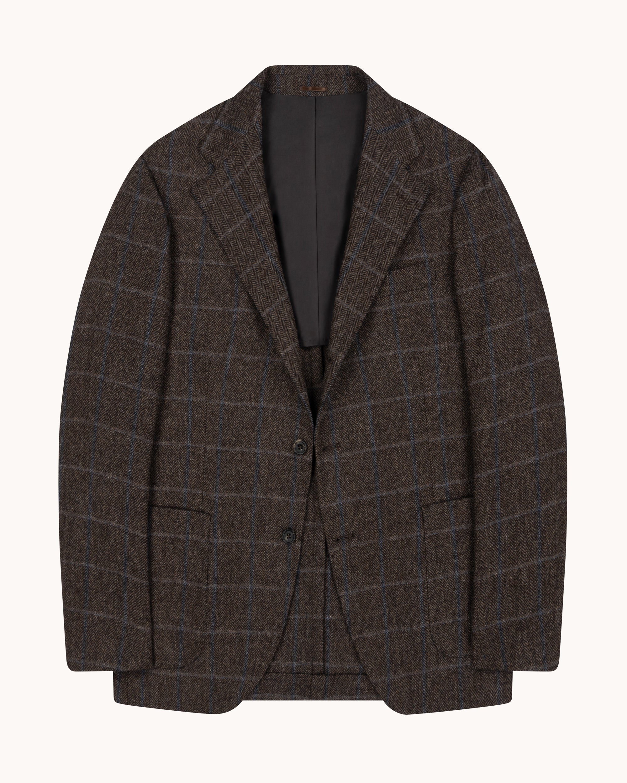 Sport Jacket - Brown Herringbone Overcheck Wool Cashmere