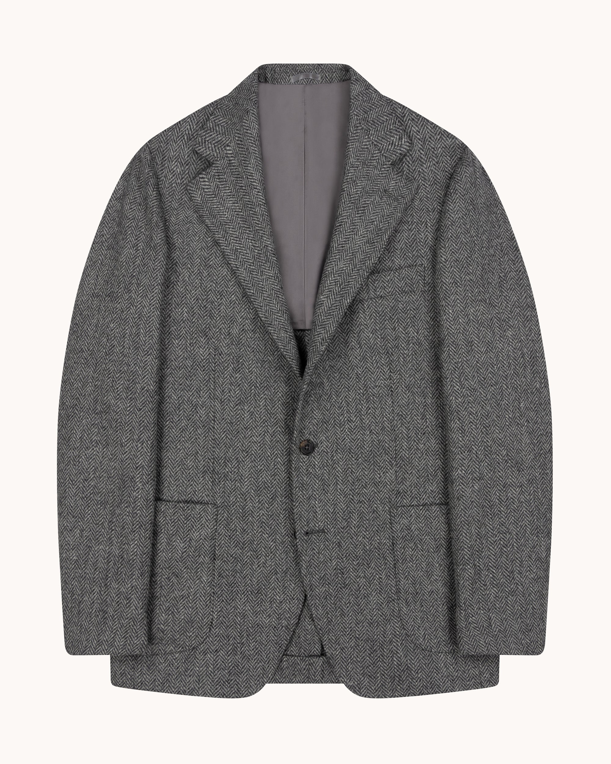 Sport Jacket - Grey Herringbone Wool