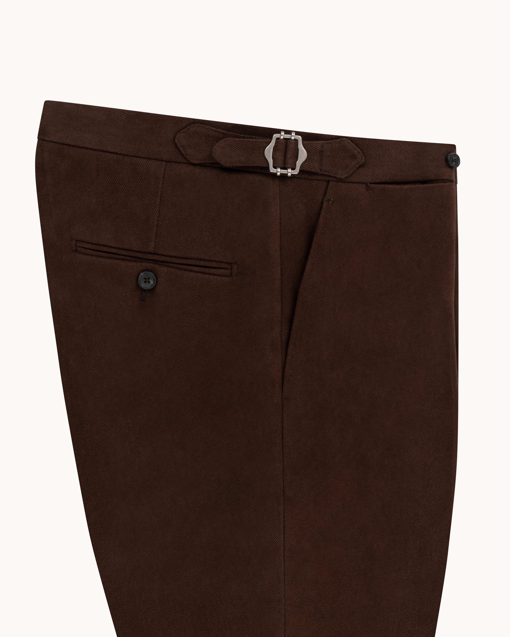 Flat Front Trouser - Brown Cotton Drill