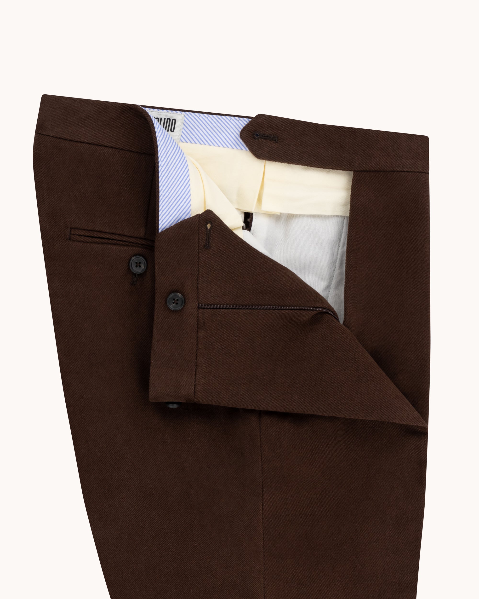 Flat Front Trouser - Brown Cotton Drill