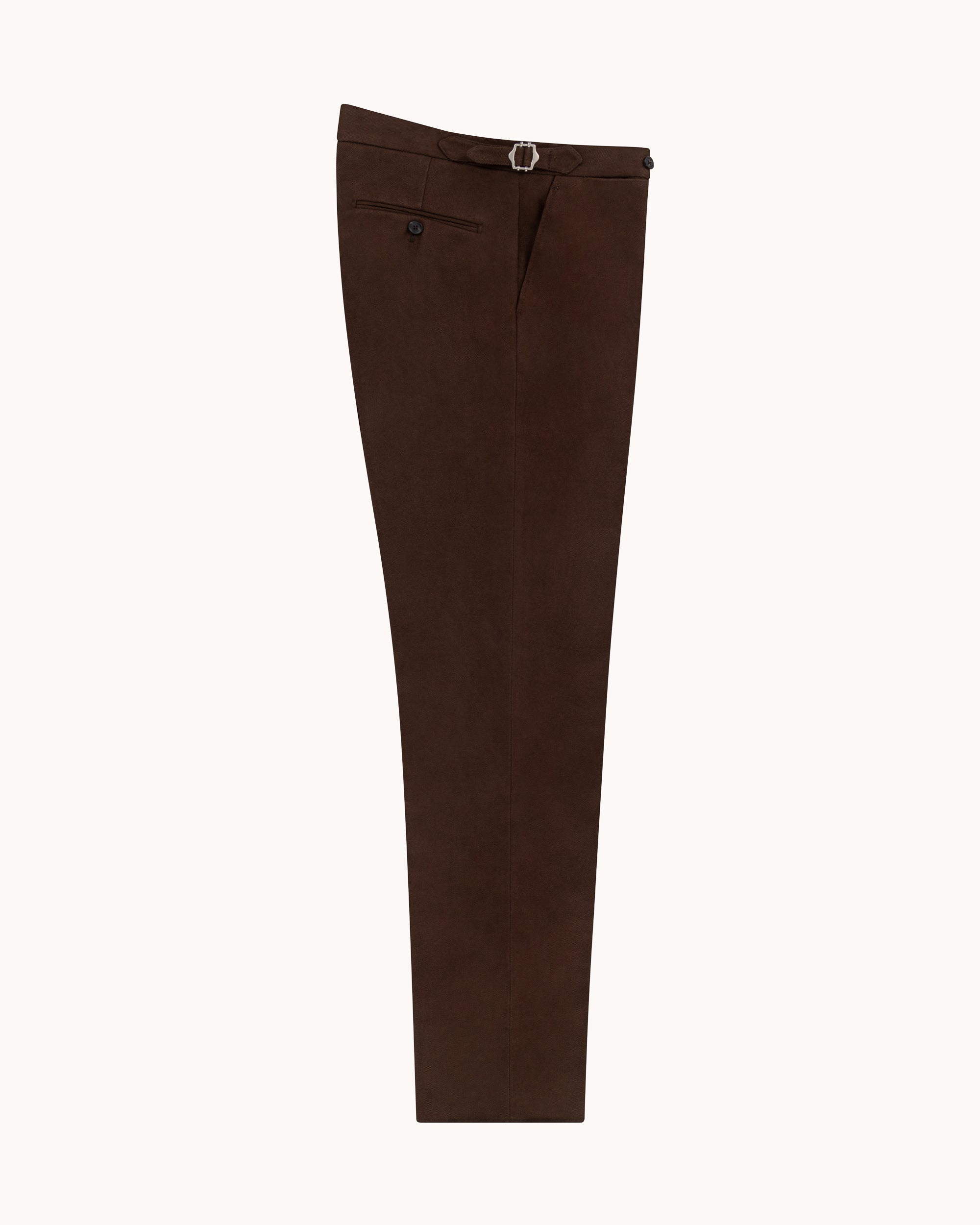 Flat Front Trouser - Brown Cotton Drill