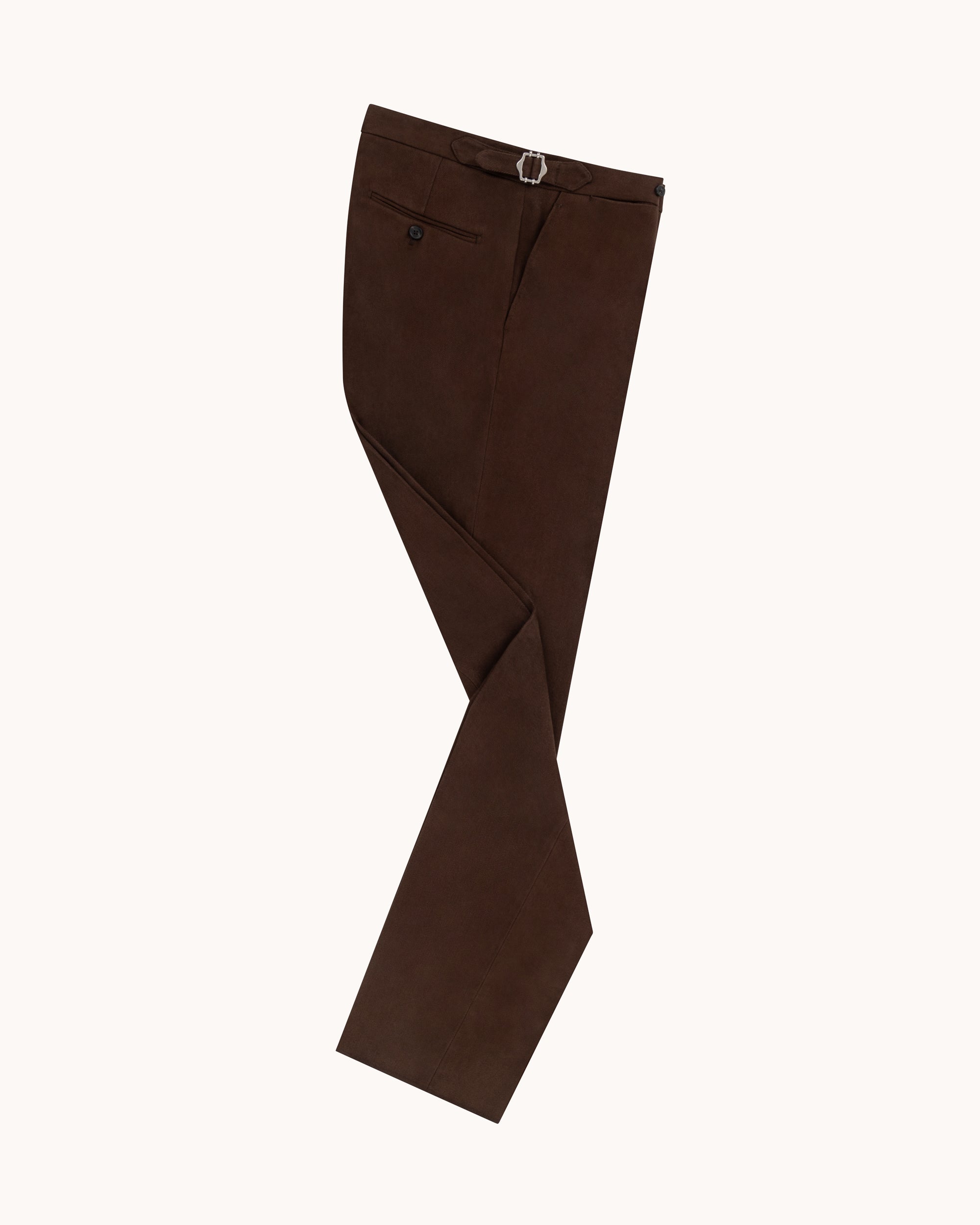 Flat Front Trouser - Brown Cotton Drill