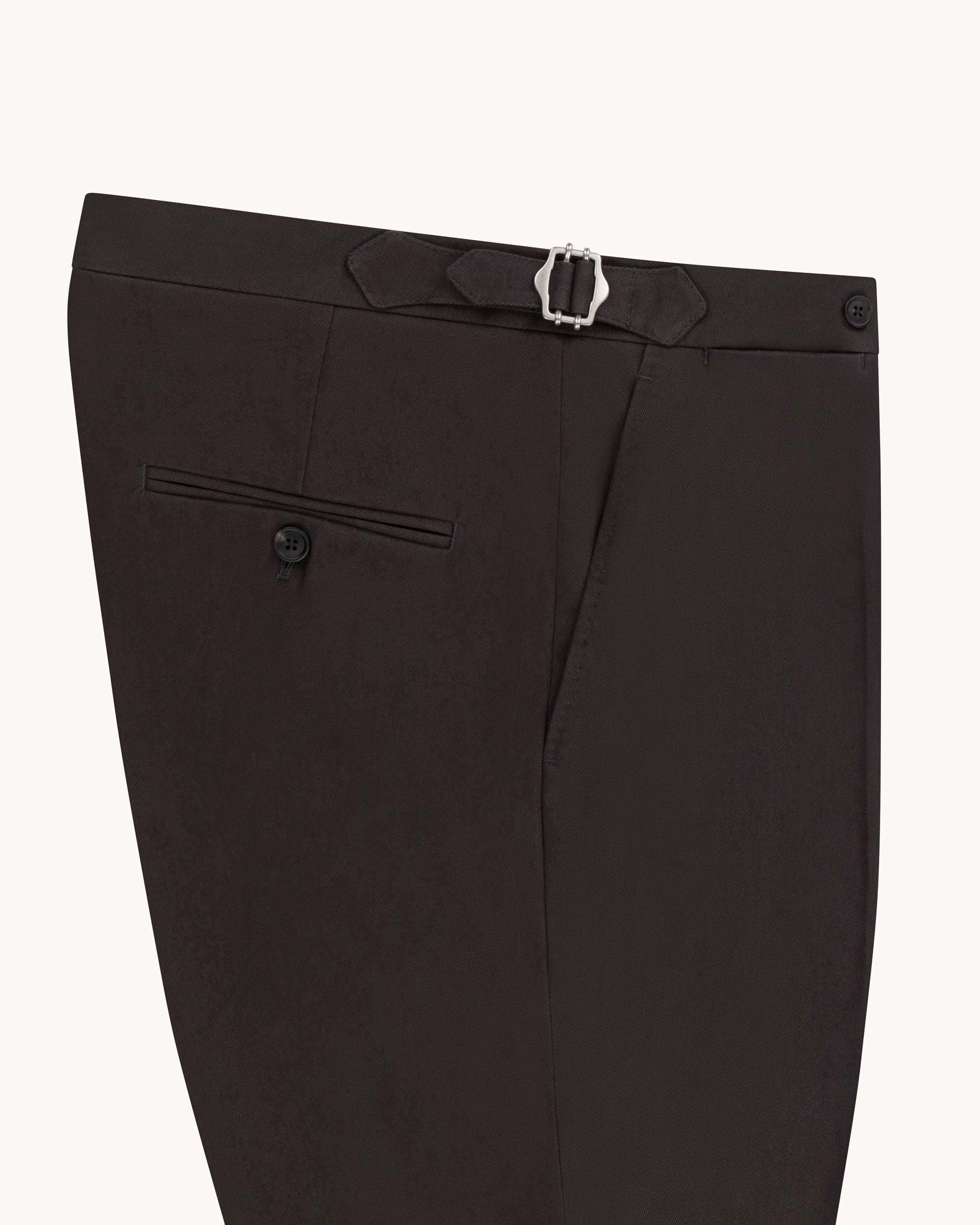 Flat Front Trouser - Anthracite Brushed Cotton