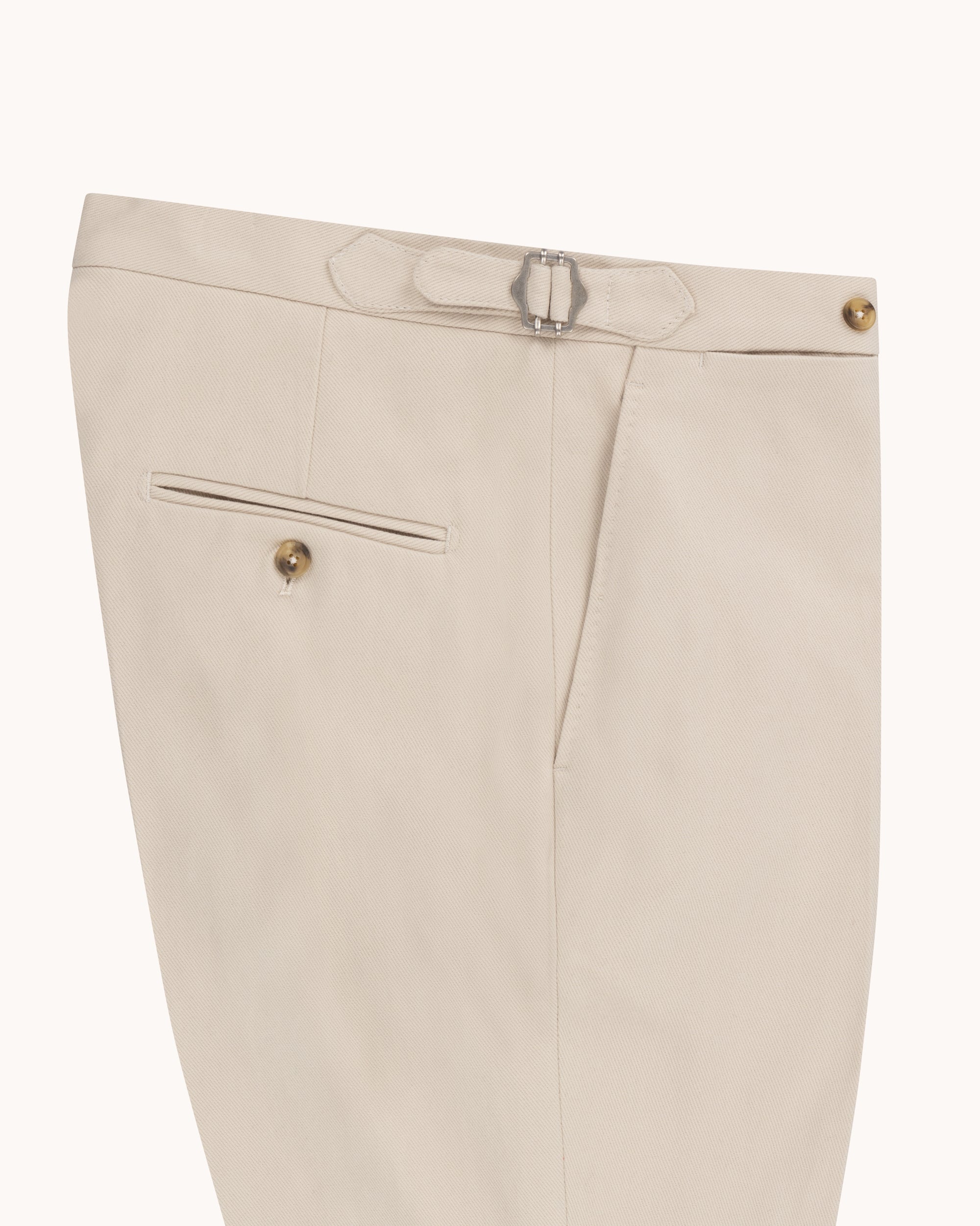 Flat Front Trouser - Cream Cotton Drill