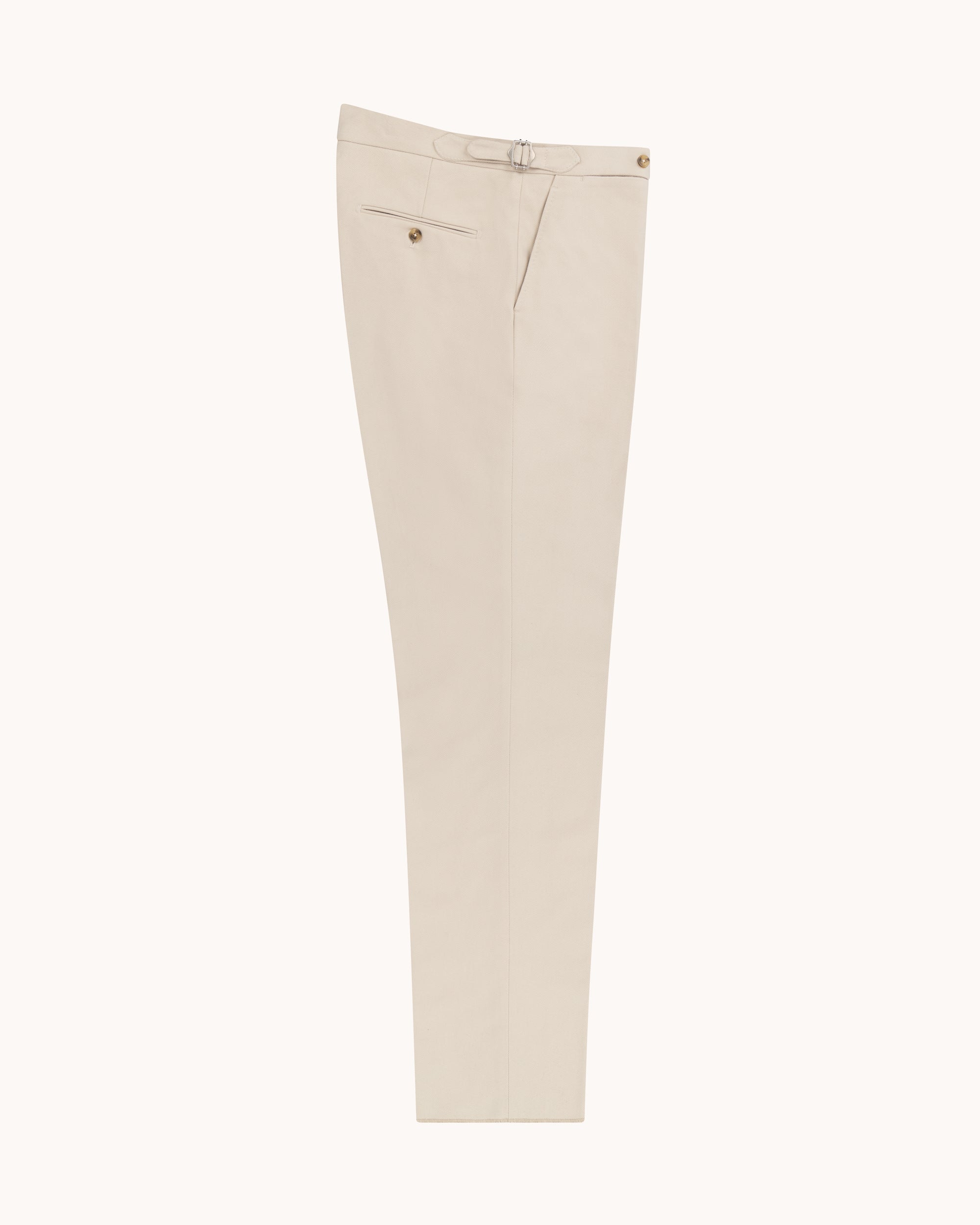 Flat Front Trouser - Cream Cotton Drill