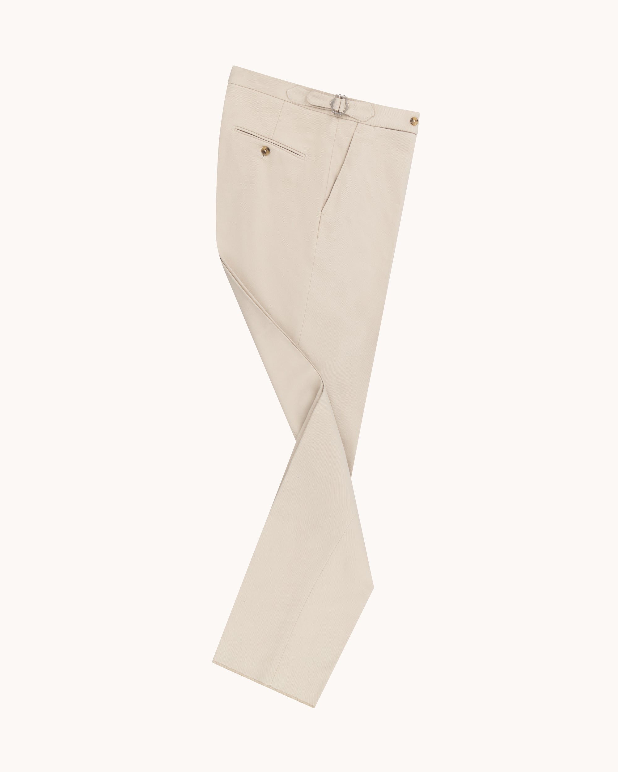 Flat Front Trouser - Cream Cotton Drill