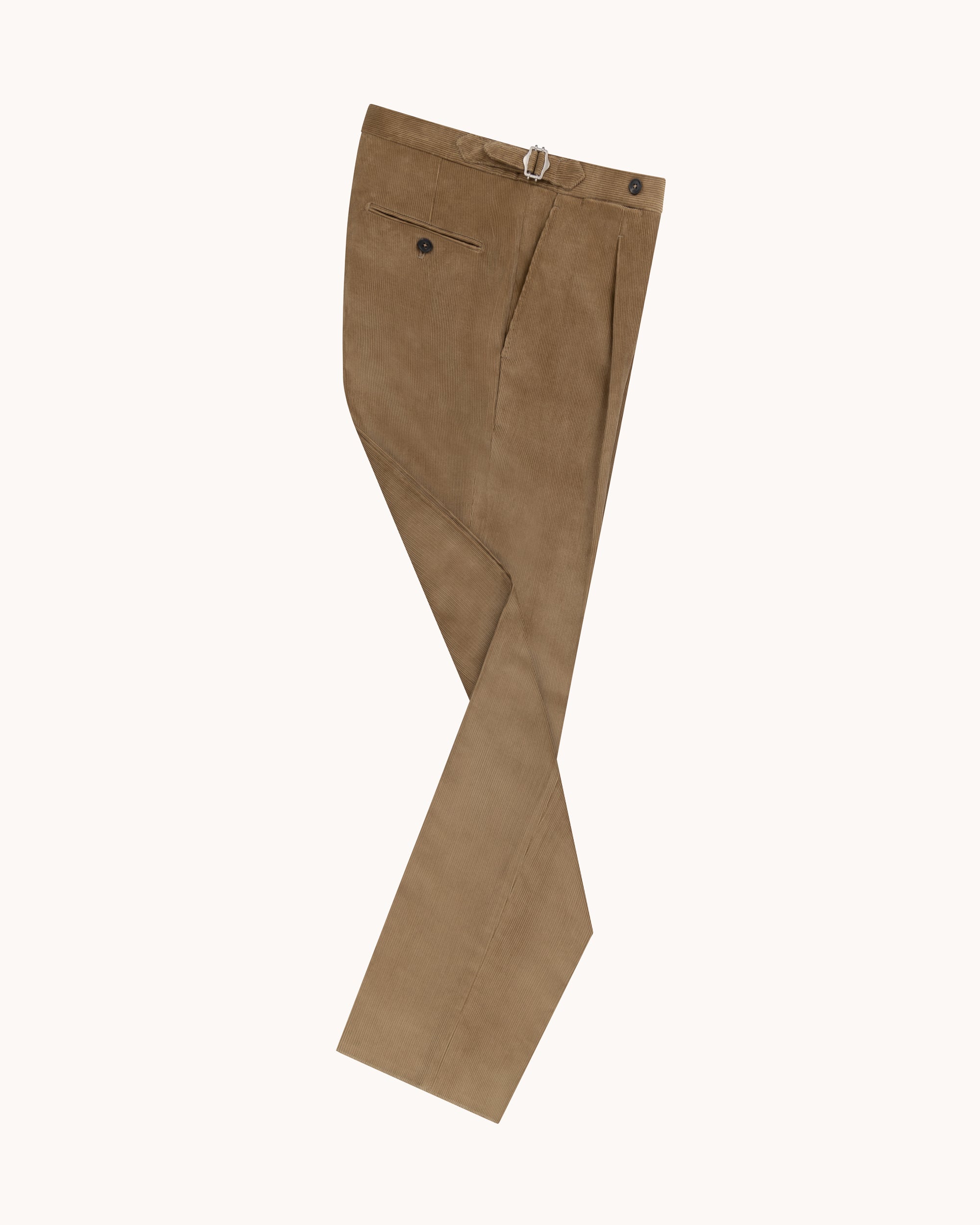 Single Pleat Trouser - Beige Cotton Corduroy