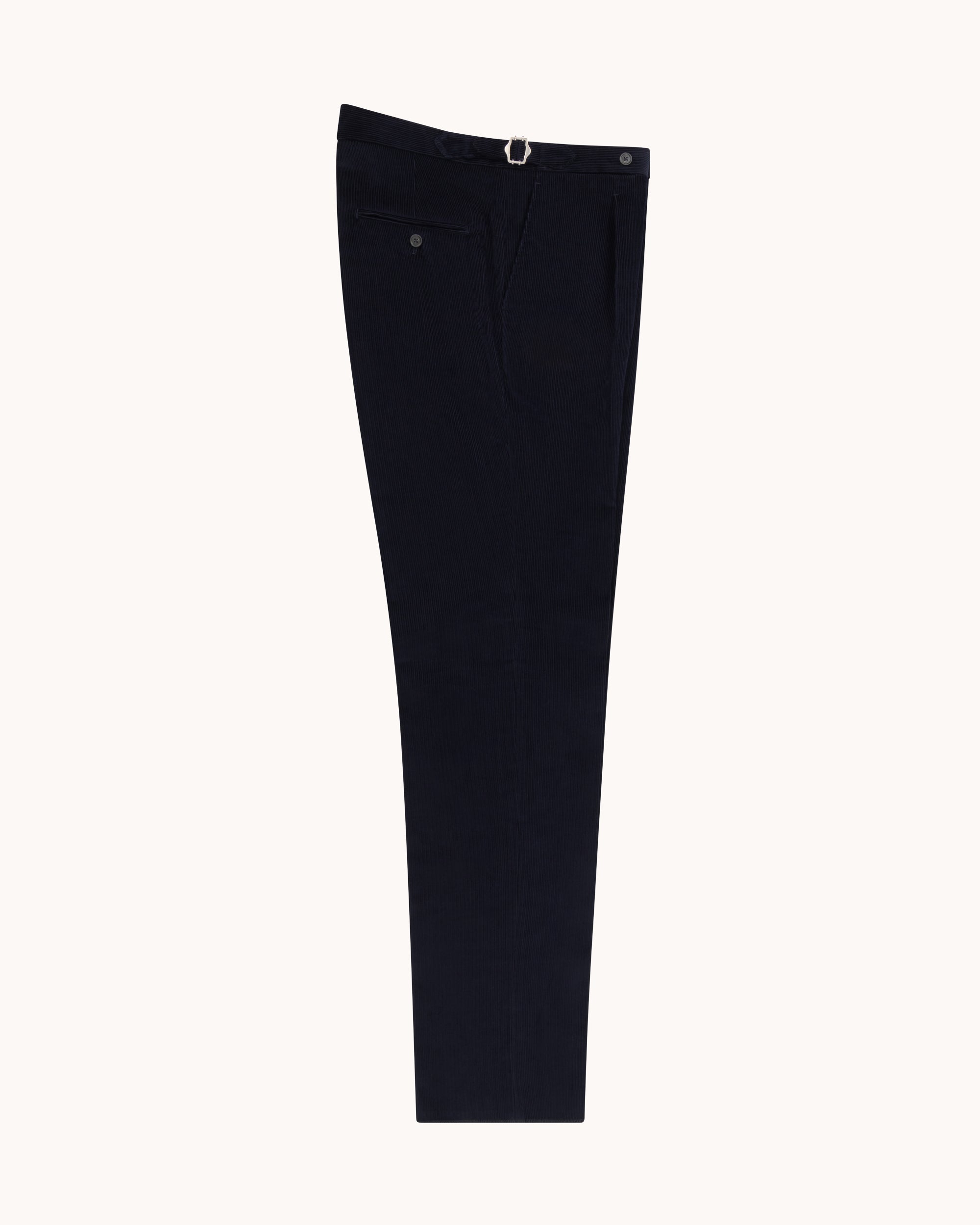 Single Pleat Trouser - Navy Cotton Corduroy