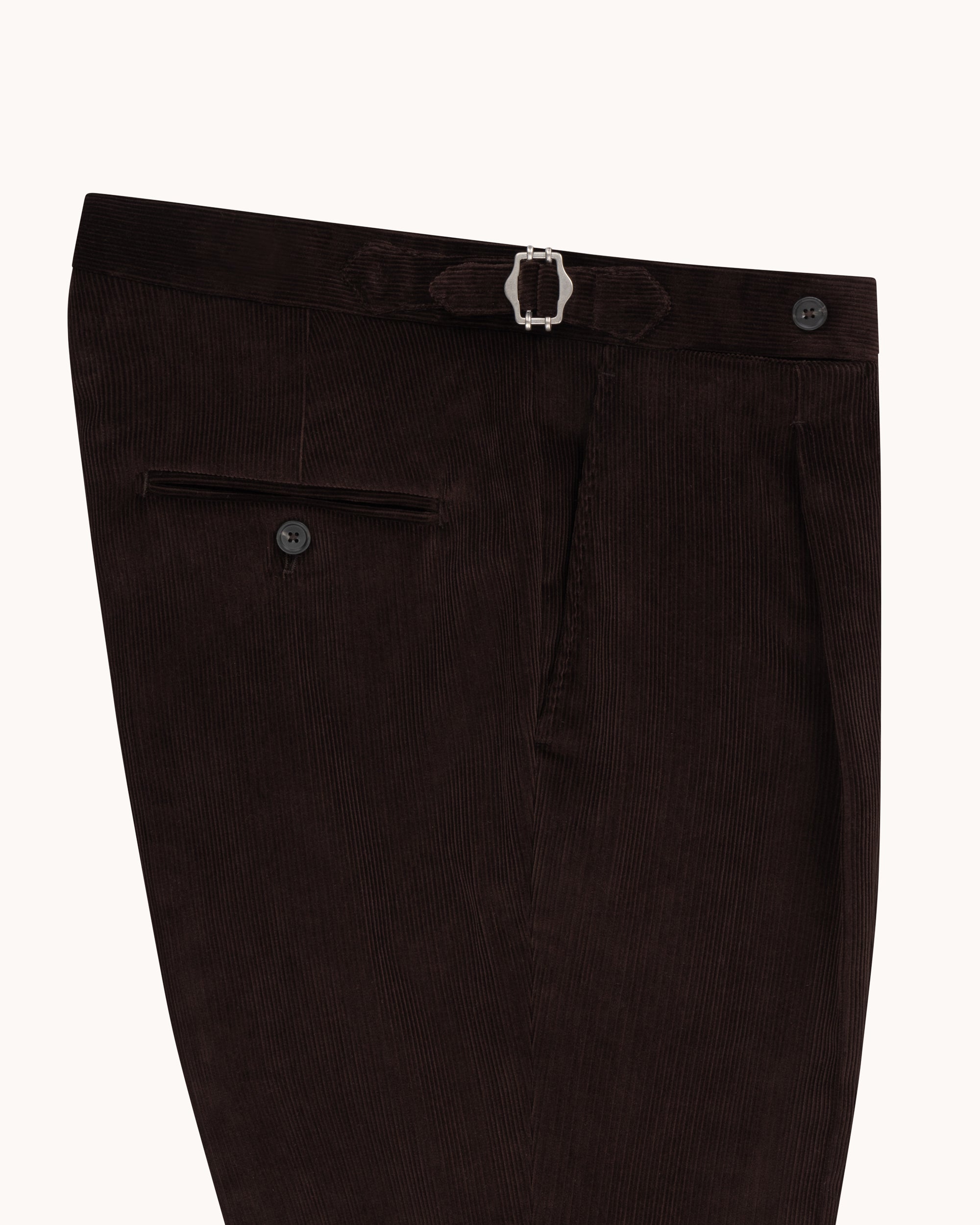 Single Pleat Trouser - Brown Cotton Corduroy