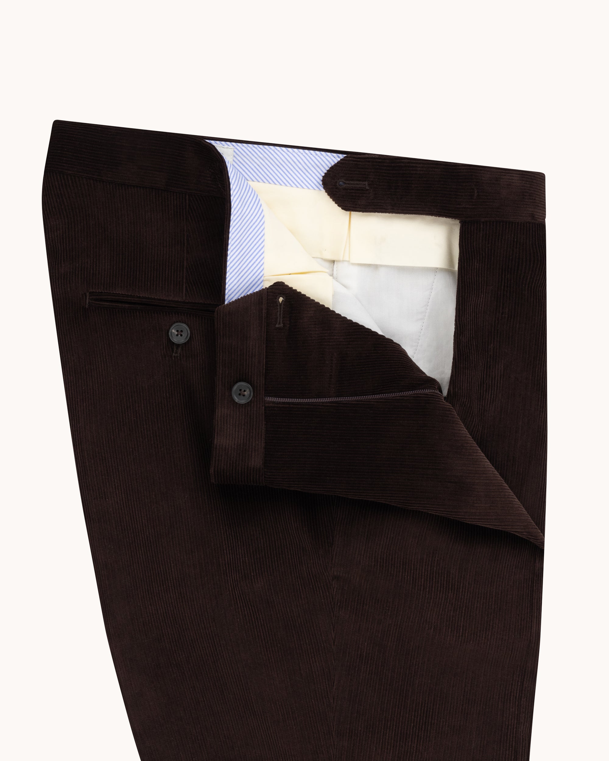 Single Pleat Trouser - Brown Cotton Corduroy