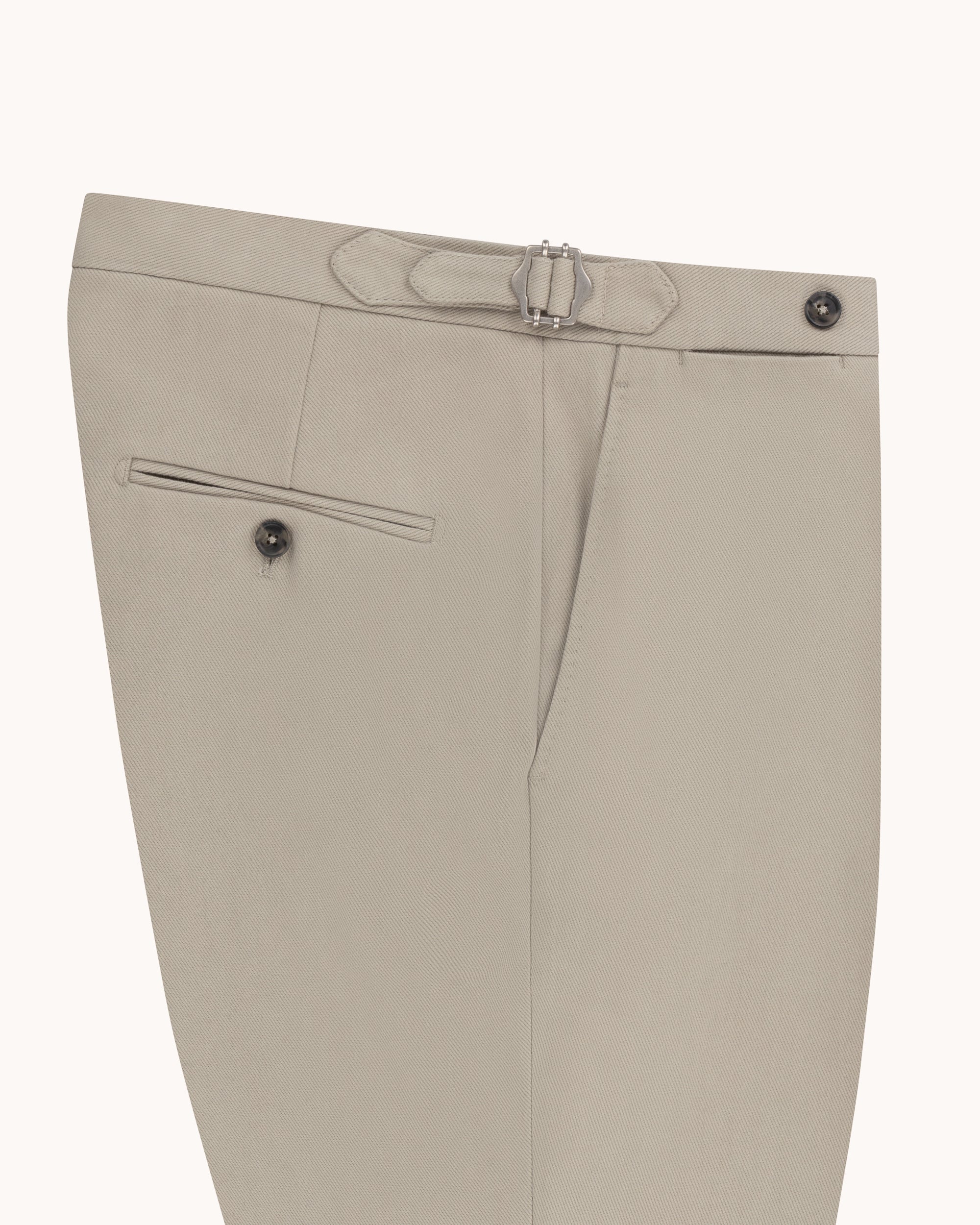 Flat Front Trouser - Stone Cotton Drill