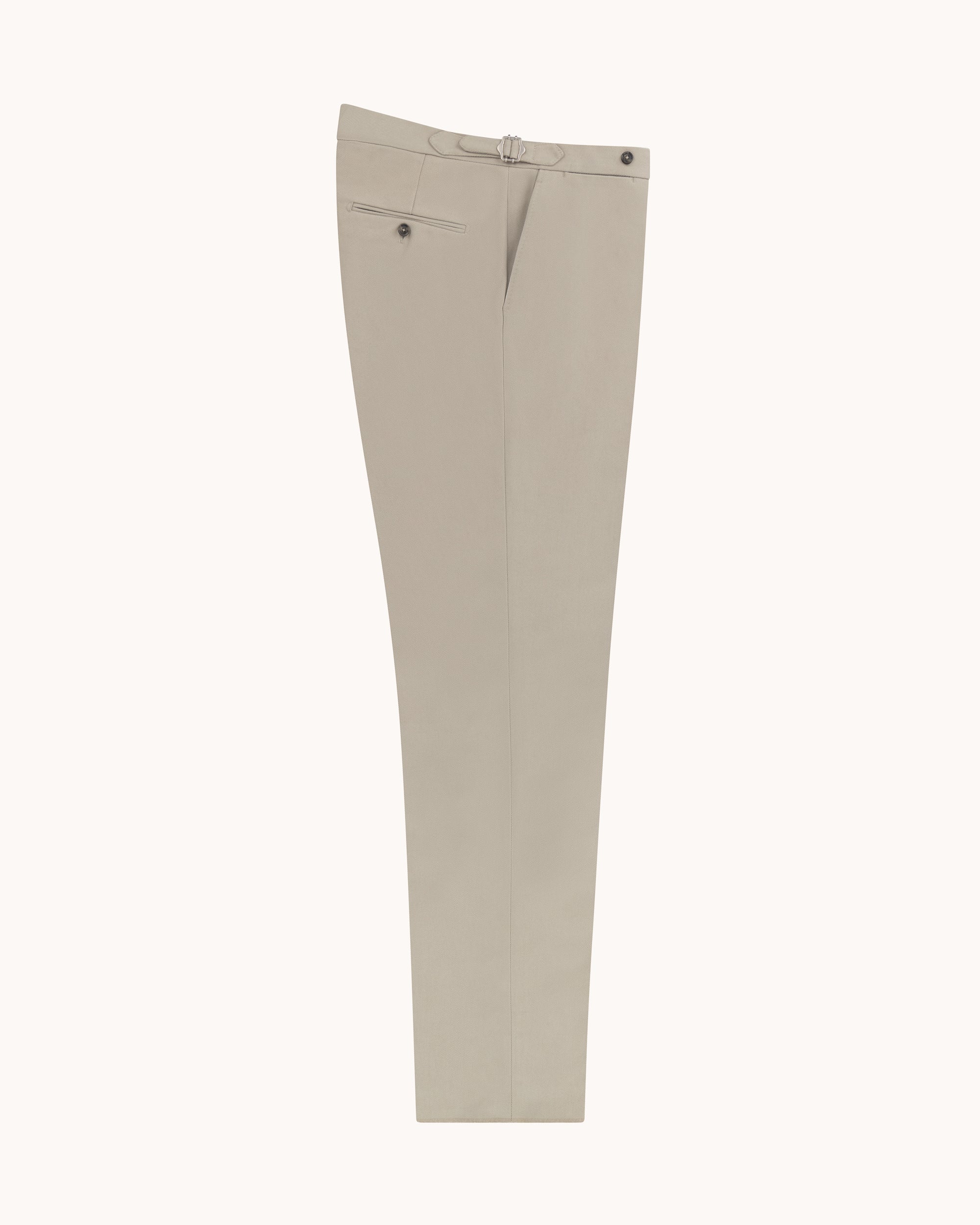 Flat Front Trouser - Stone Cotton Drill