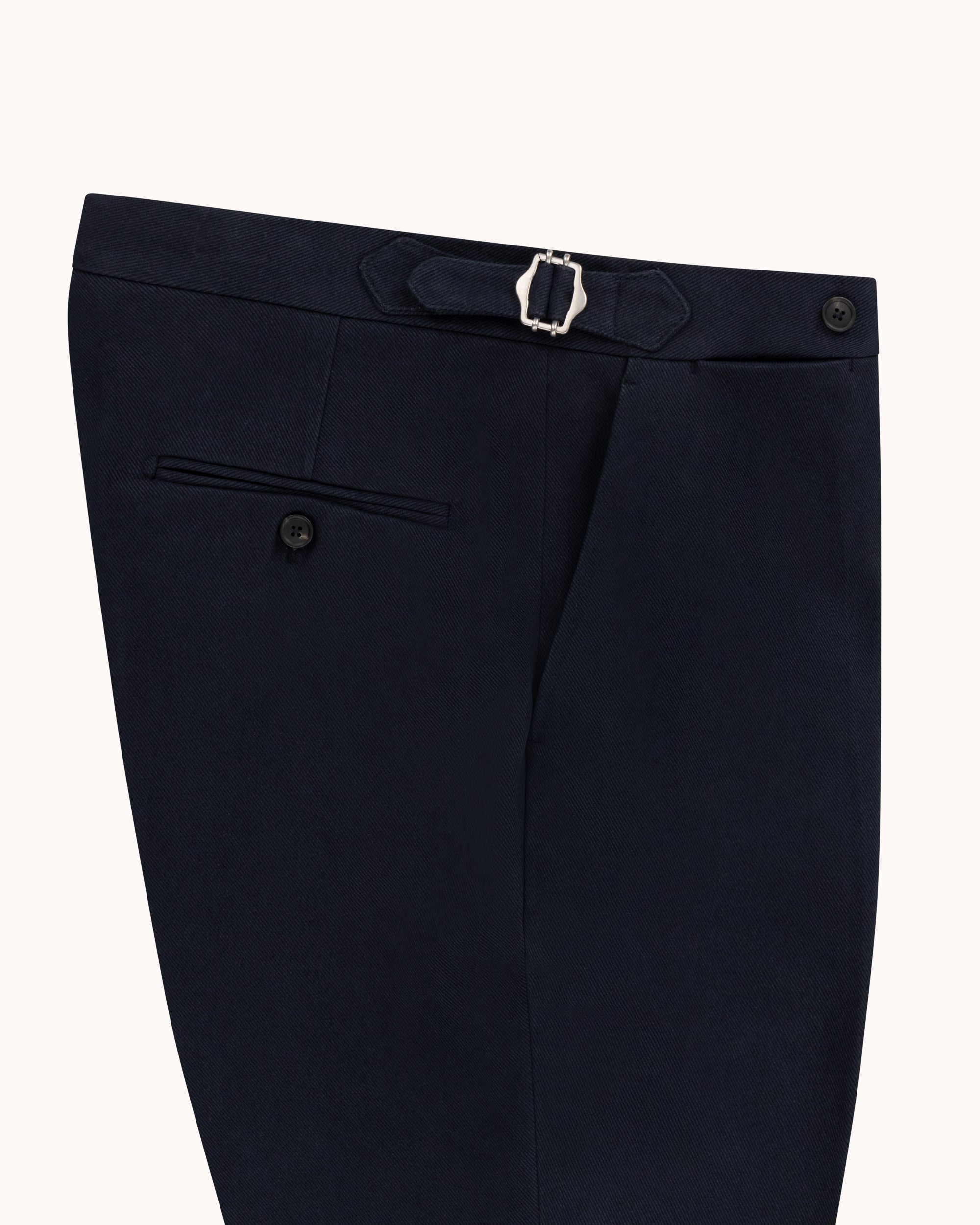 Flat Front Trouser - Navy Cotton Drill