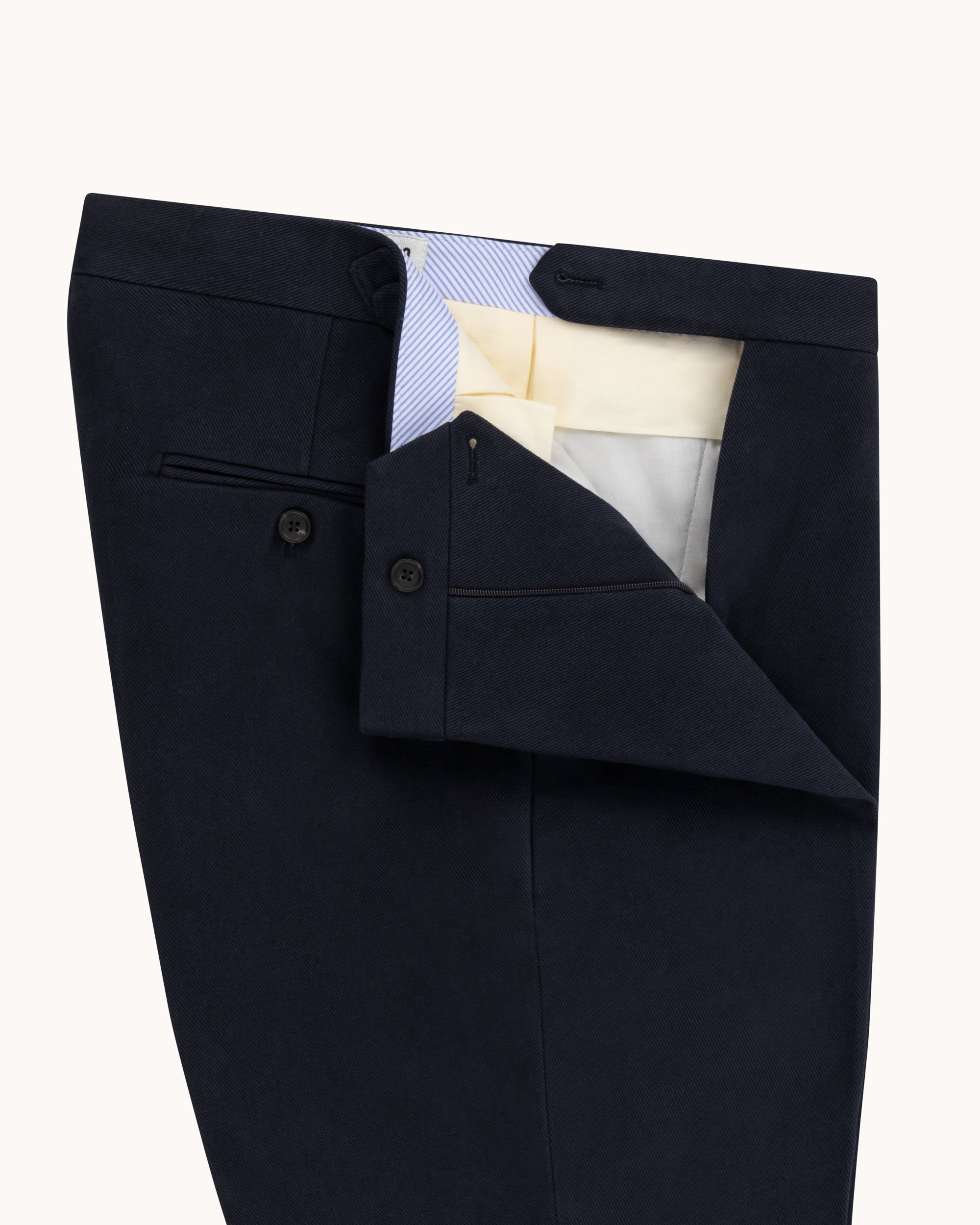 Flat Front Trouser - Navy Cotton Drill