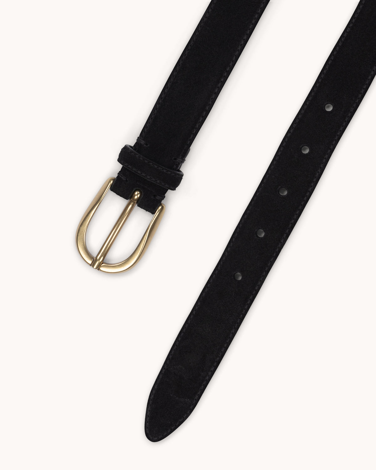 Vintage Black velvet Suede Leather Waist belt  gold buttons Belt‎ small Belt - Black Suede – Natalino main image 2
