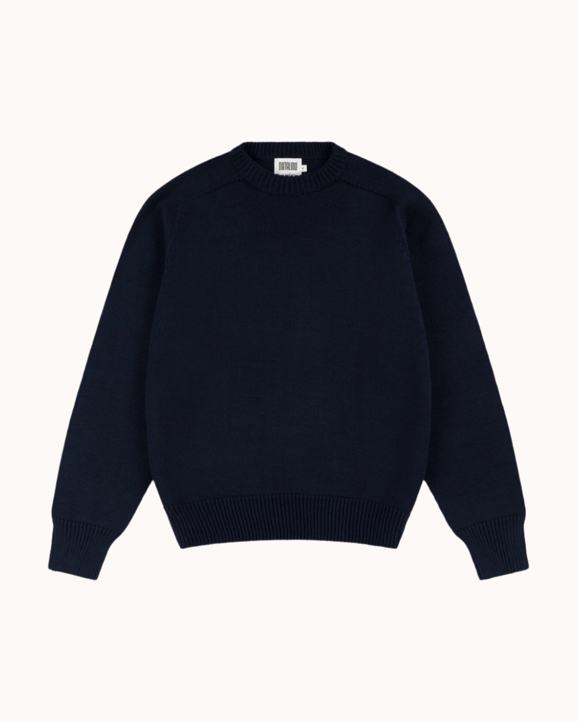Cotton Crew Neck Sweater - Navy