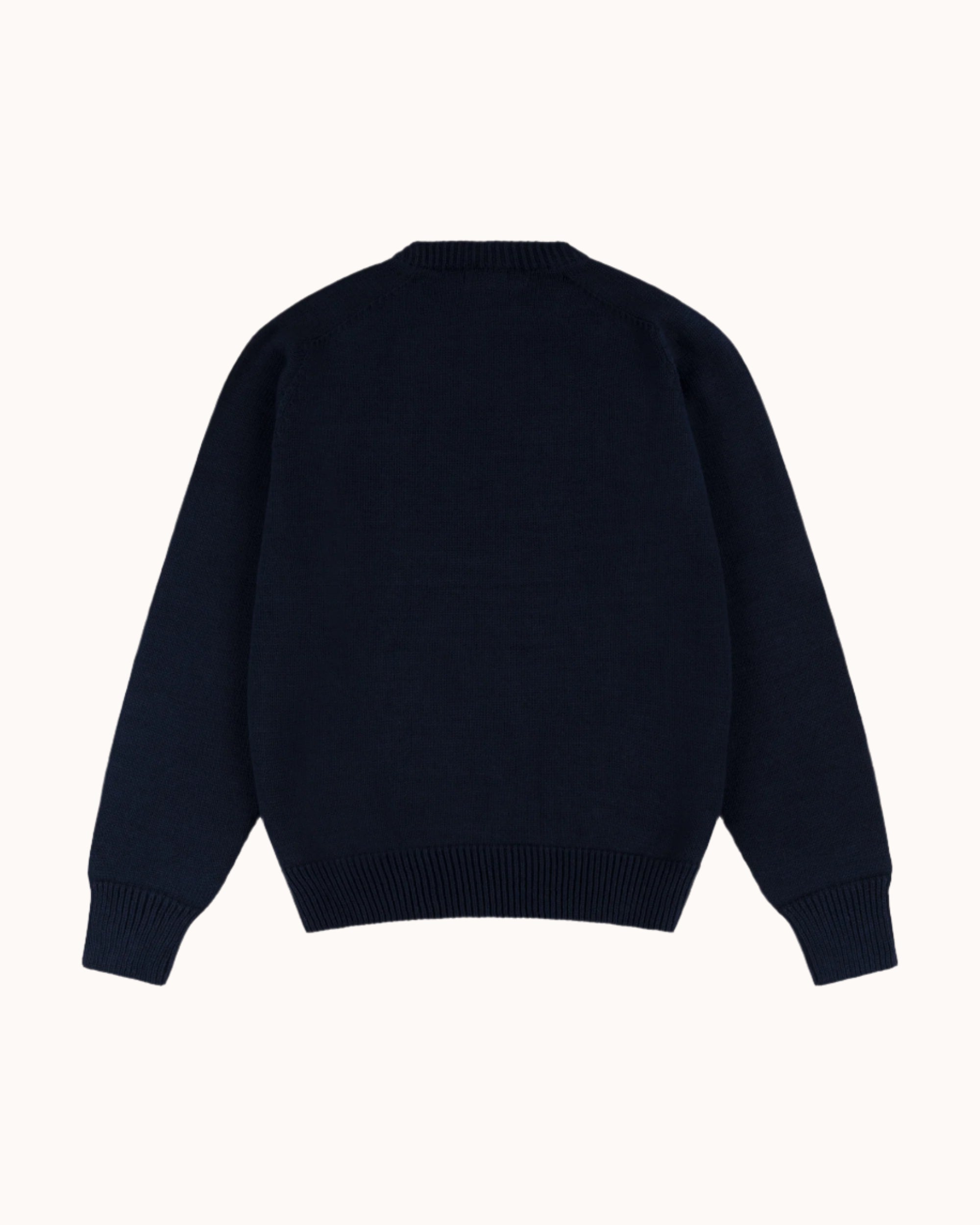 Cotton Crew Neck Sweater - Navy