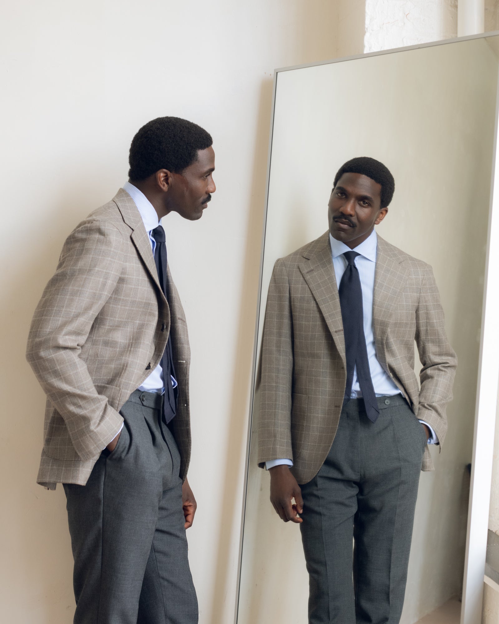 Sport Jacket -  Taupe Check Silk Wool