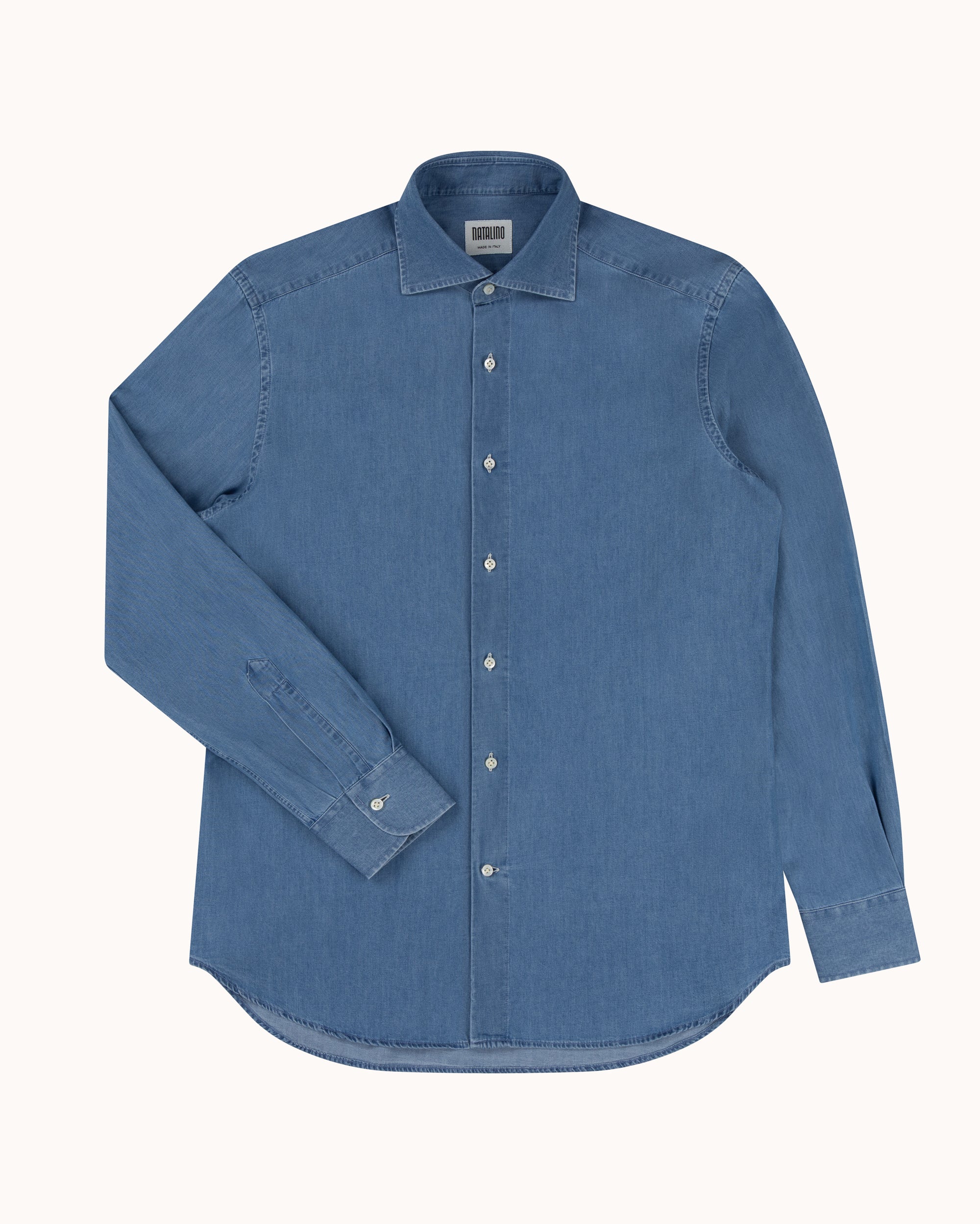 Spread Collar Shirt - Wash Denim