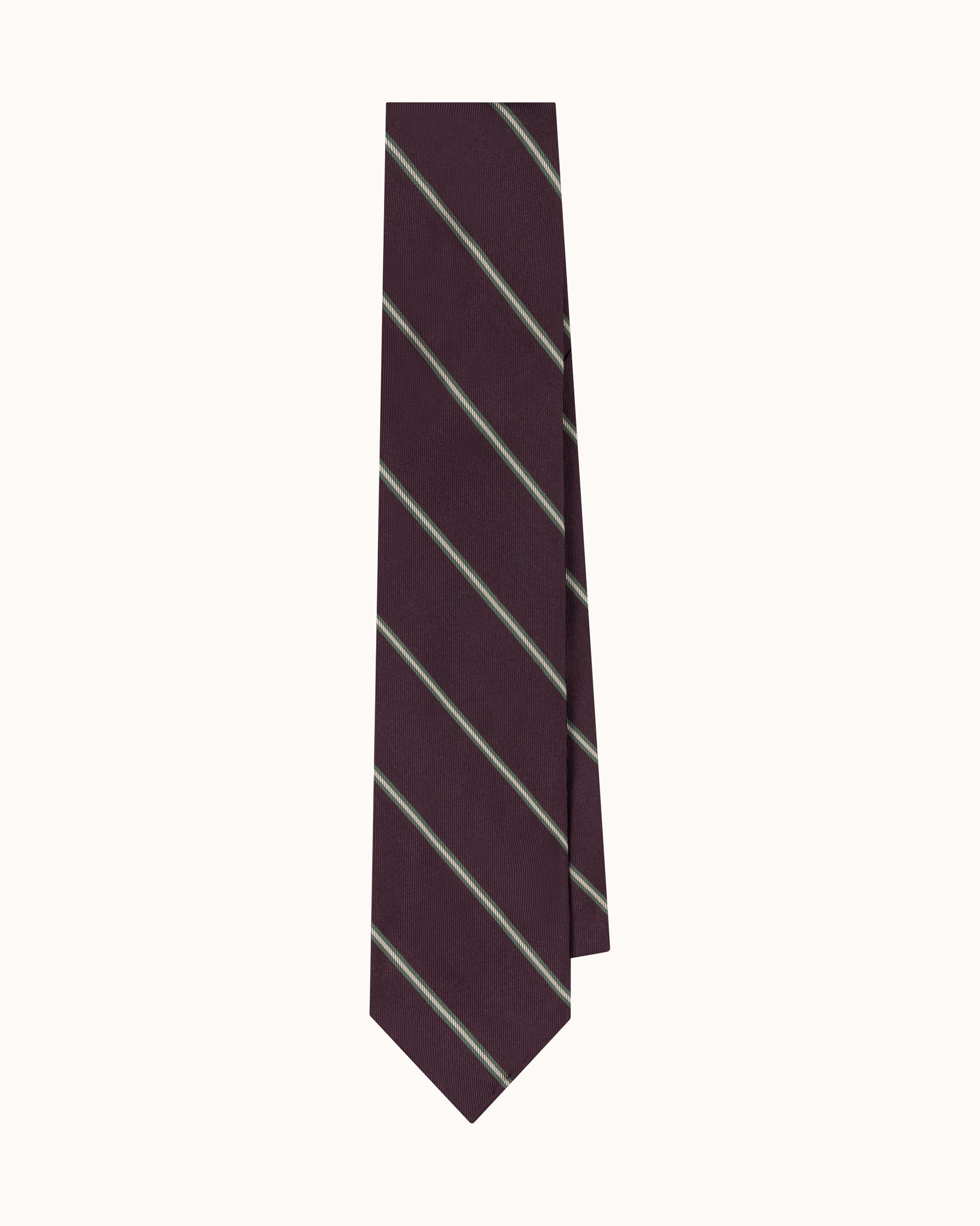 Shibumi Firenze - Repp Stripe Silk Tie - Eggplant