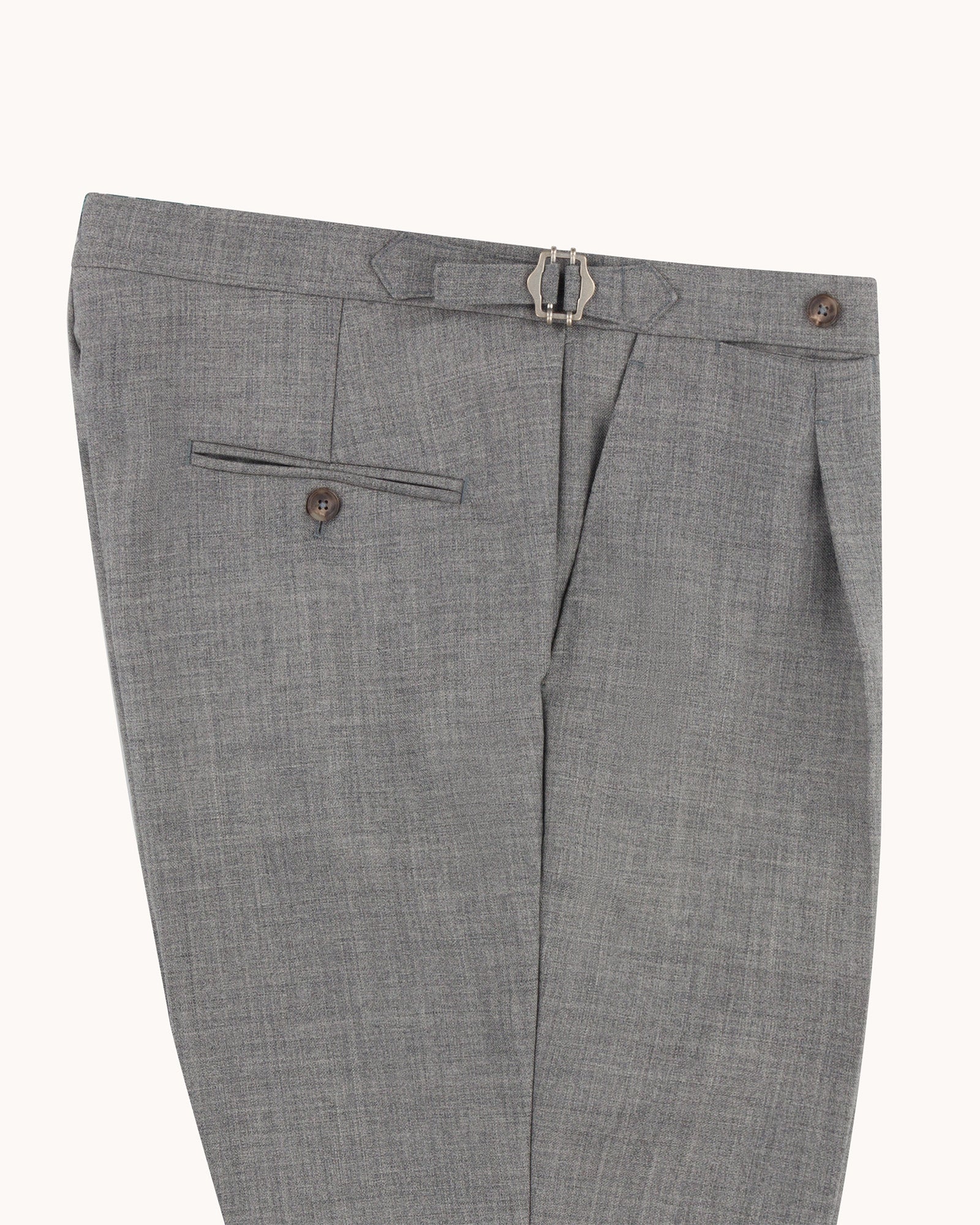 Single Pleat Trouser - Pearl Grey Tropical Wool