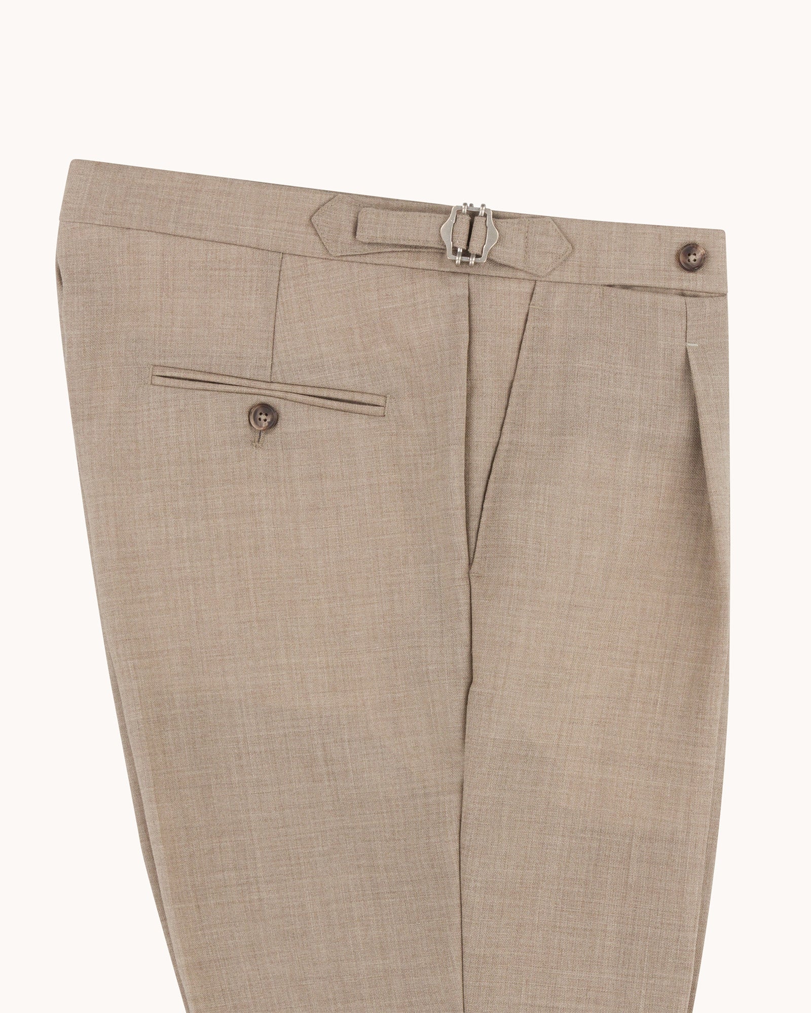 Single Pleat Trouser - Taupe Tropical Wool